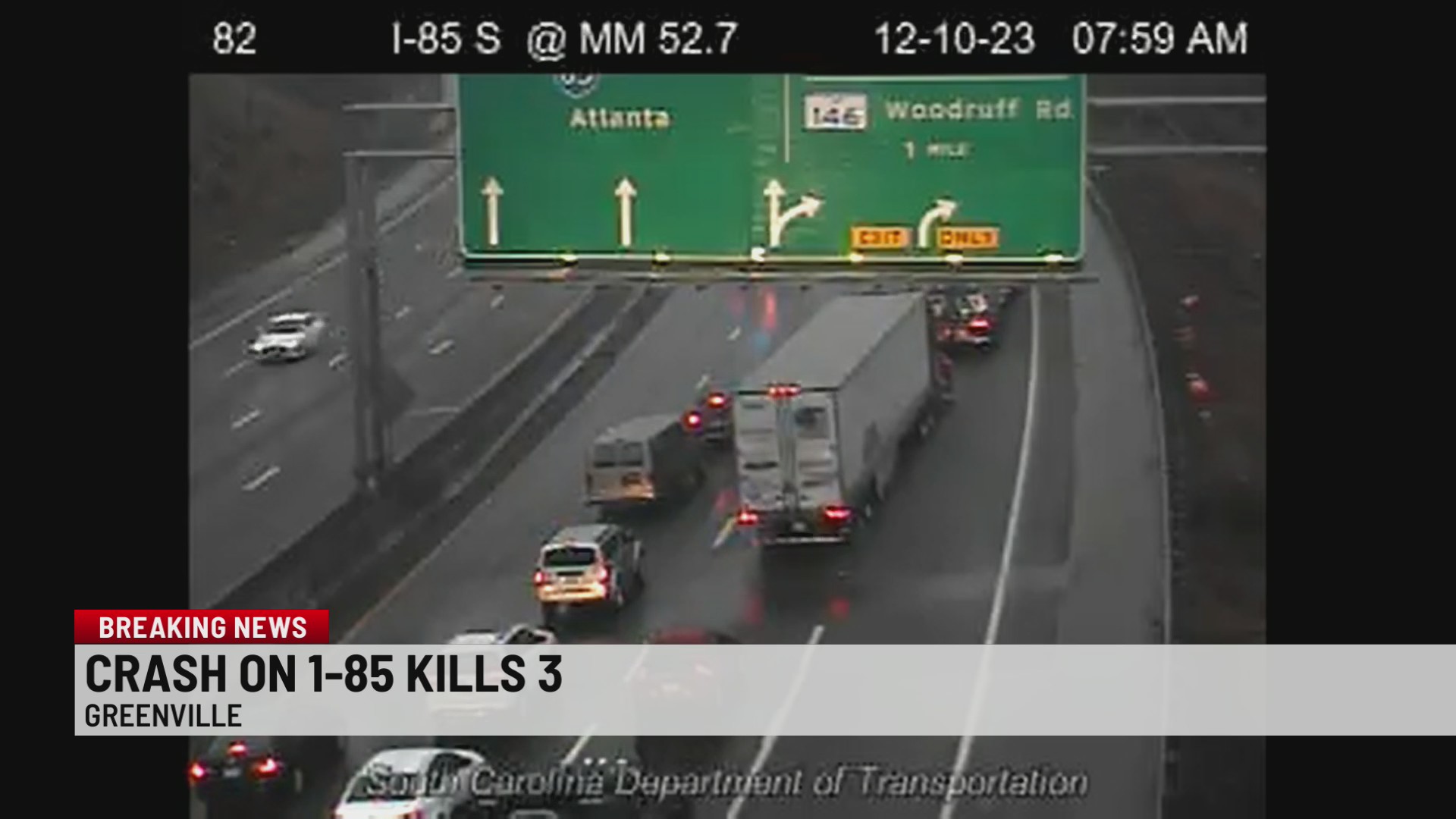Coroner responds to 4-car crash on I-85 in Greenville Co. - WSPA 7NEWS