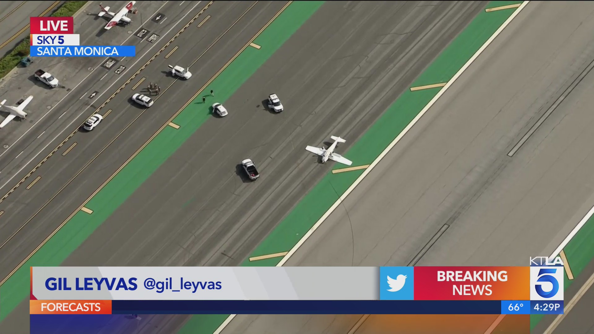 Small plane overturns at Santa Monica Airport KTLA