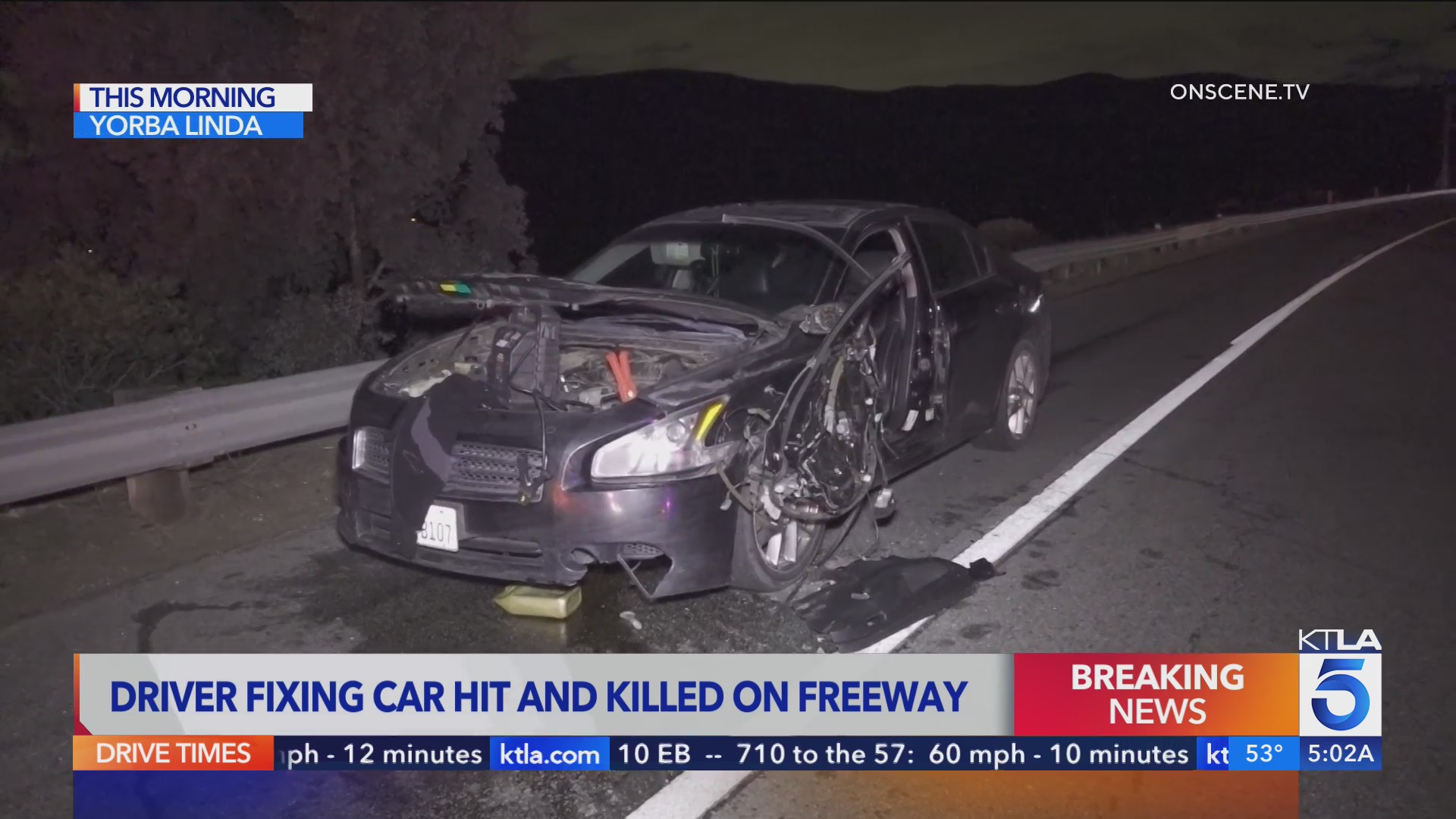Motorist fatally struck fixing car on 91 Freeway in Orange County – KTLA