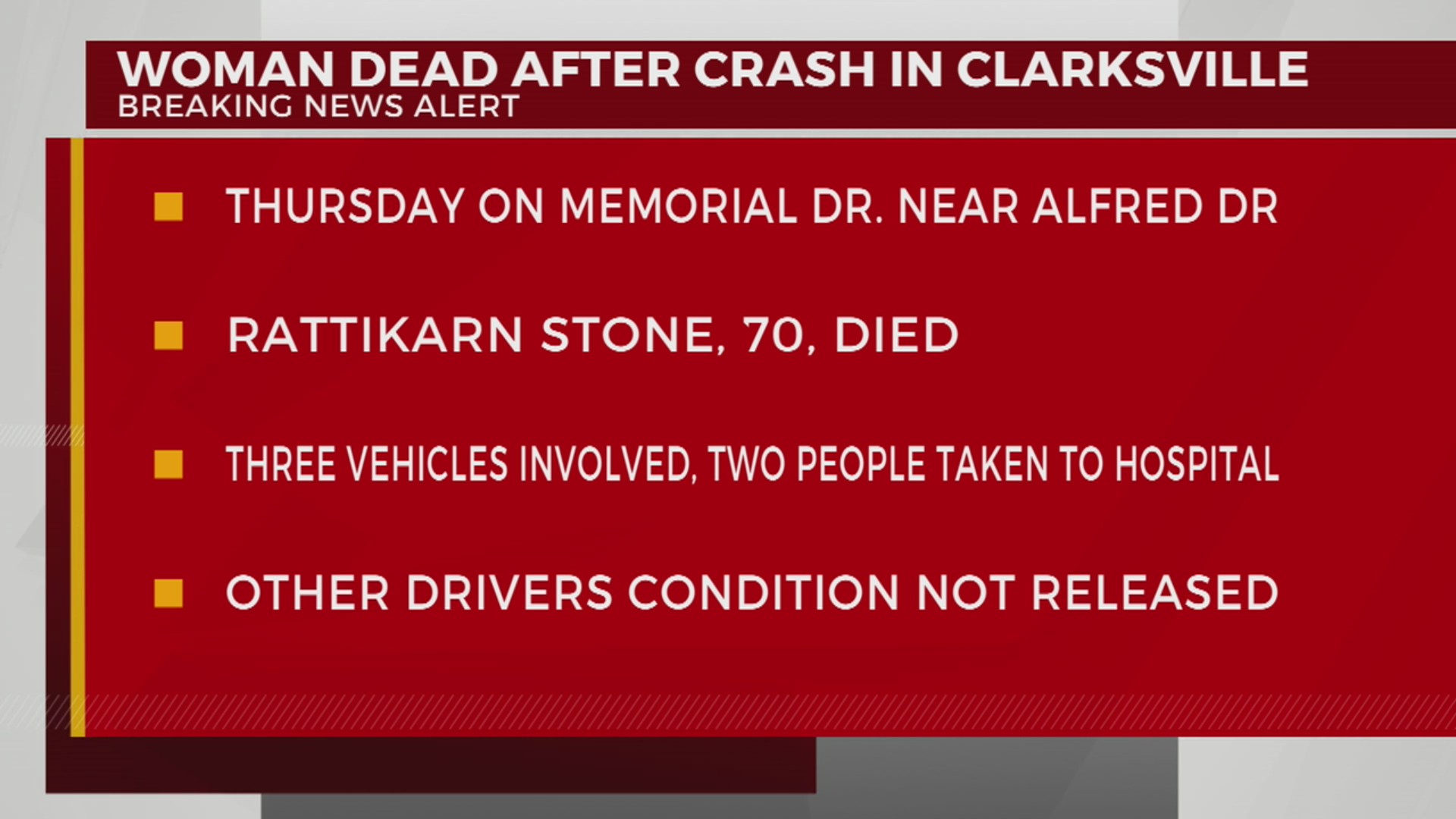 70-year-old woman dead after Clarksville multi-vehicle crash – WKRN News 2