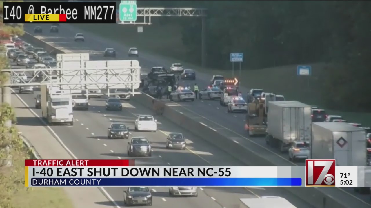Eastbound I-40 closed after 3-car injury crash near NC 55 in Durham ...