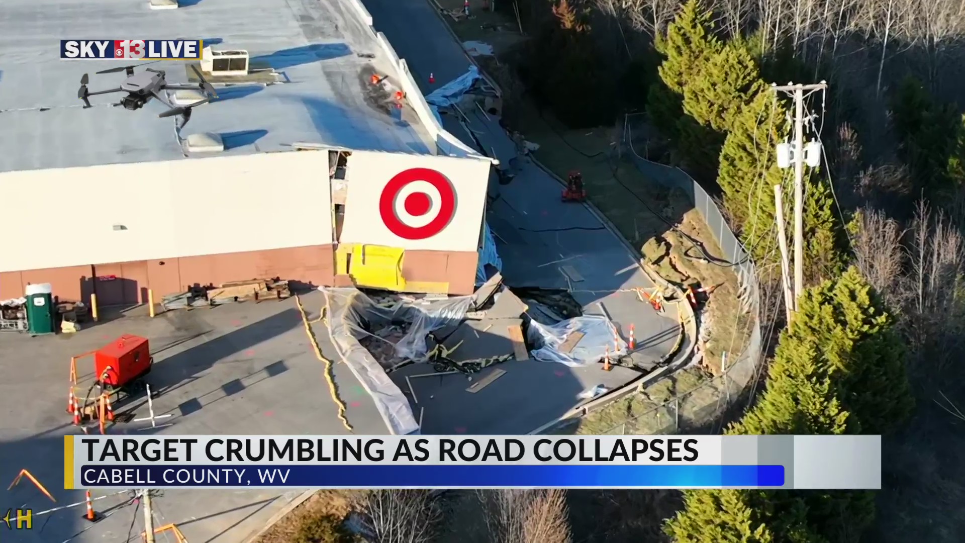 Barboursville Target falling apart as road collapses WOWK 13 News