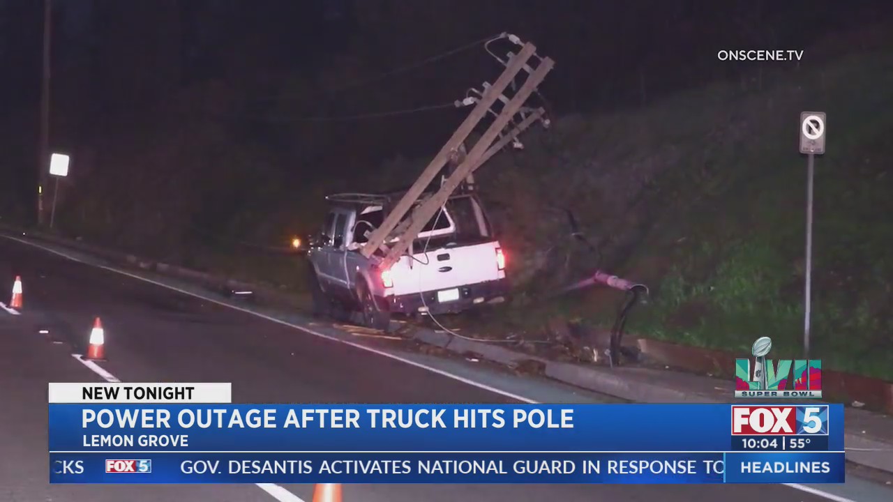Power Outage After Truck Hits Pole – FOX 5 San Diego & KUSI News
