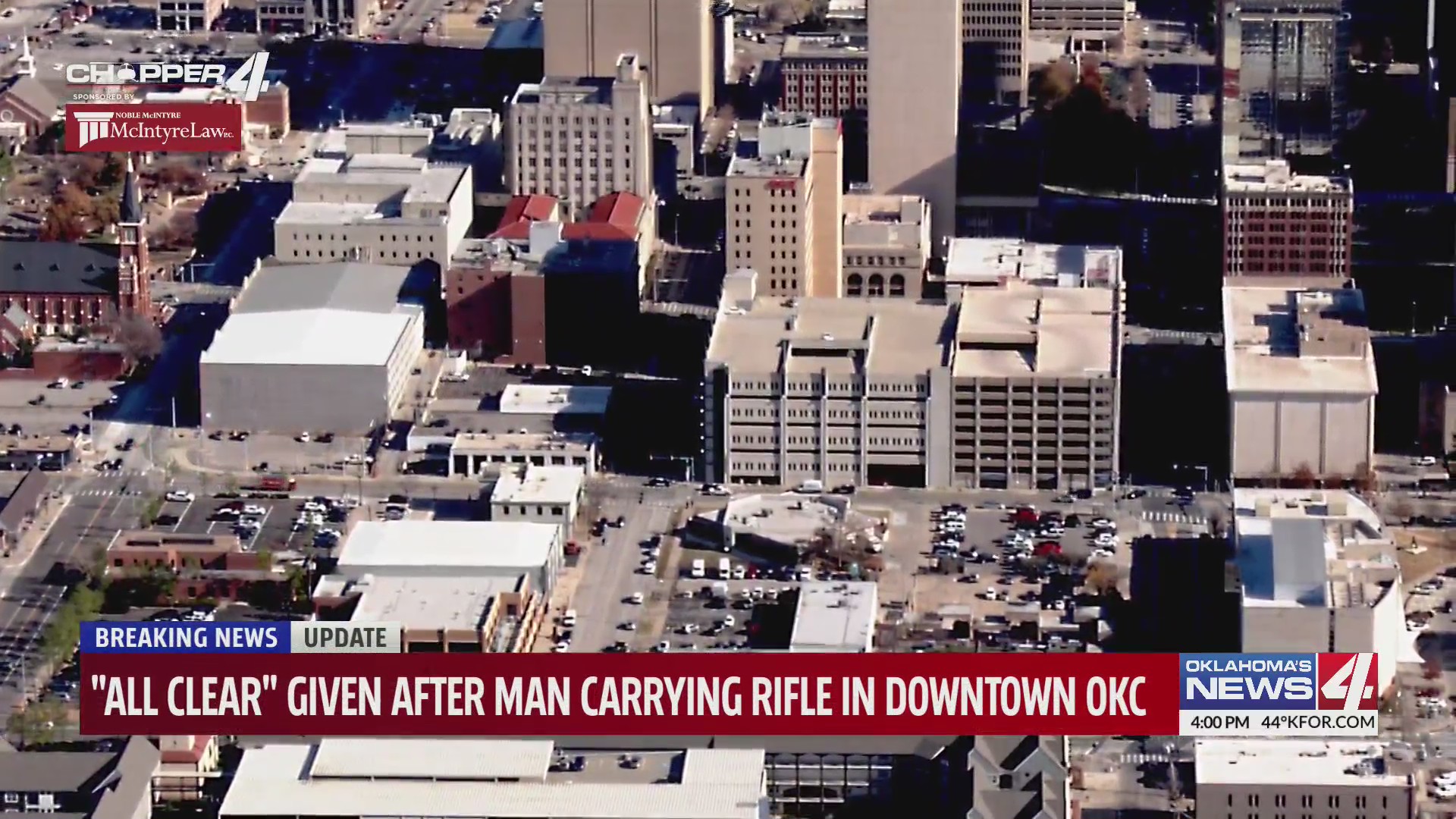 KFOR News “All Clear” given after man carrying rifle in downtown OKC