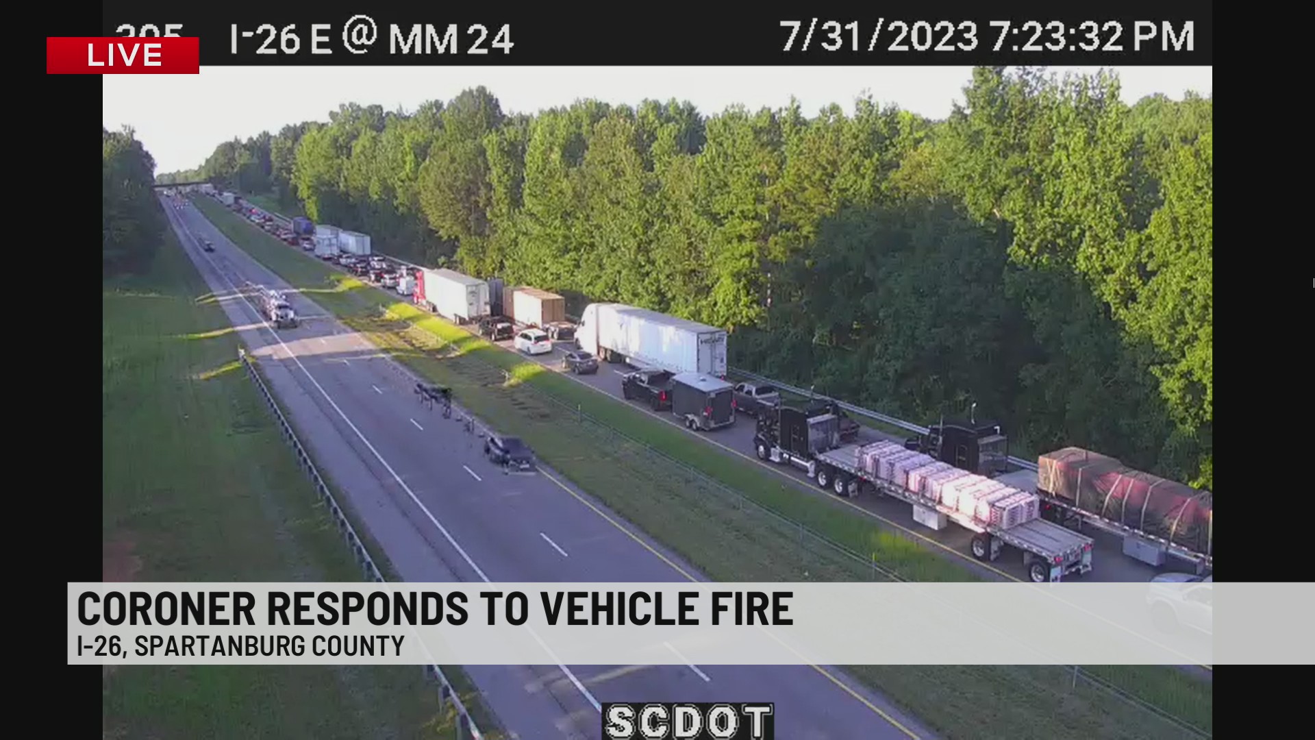 Coroner responds to vehicle fire along I-26 in Spartanburg Co. – WSPA 7NEWS