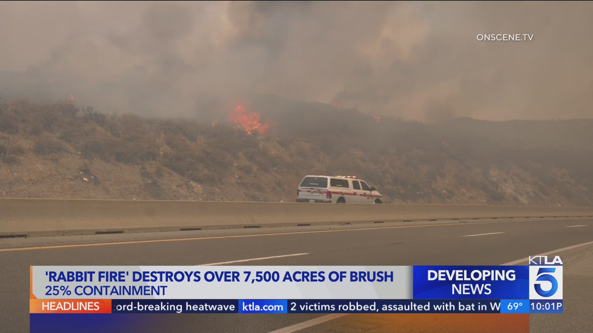 ‘Rabbit Fire’ 25% contained after charring 7,500 acres – KTLA