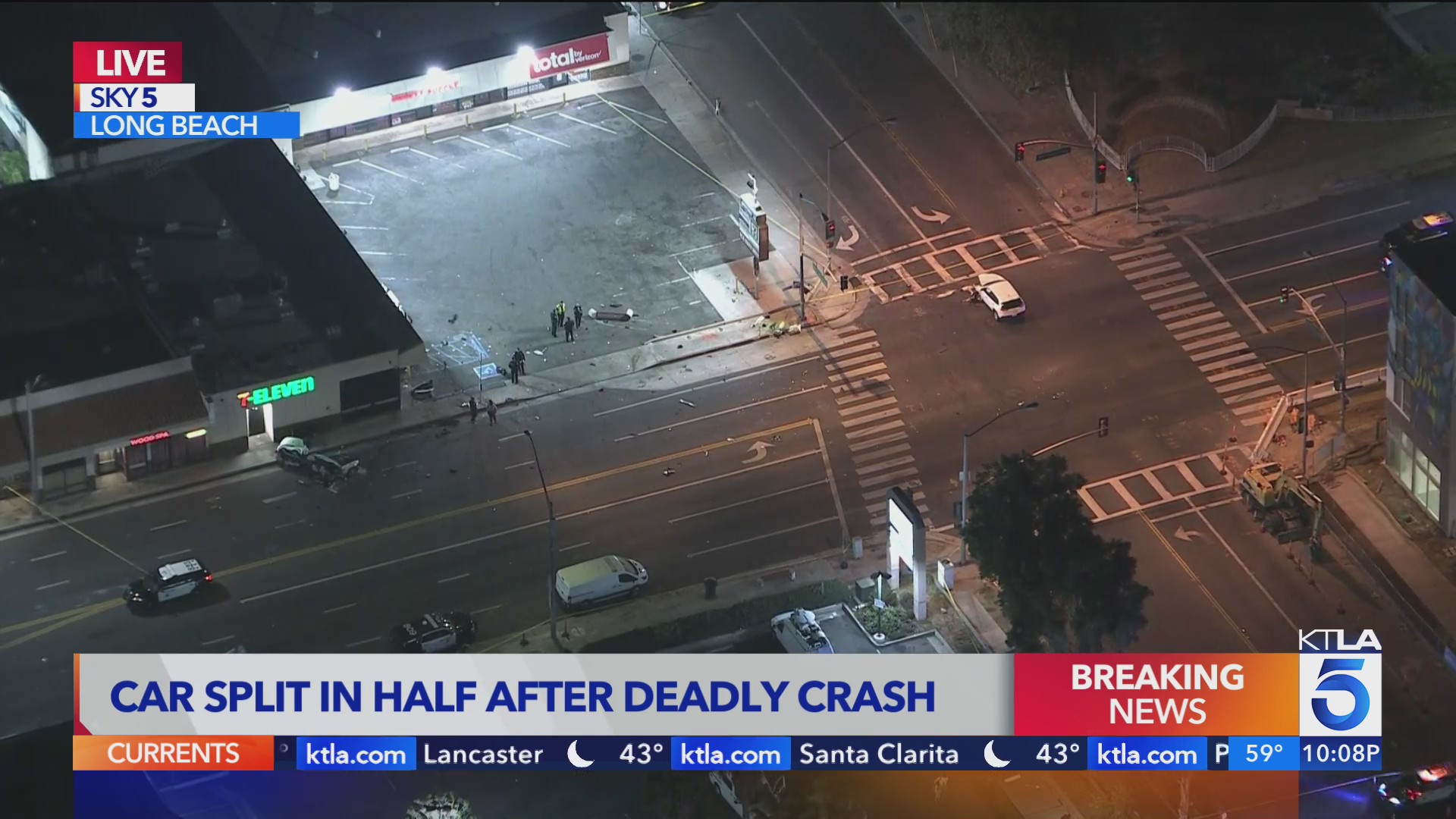 Car split in half after deadly crash in Long Beach – KTLA