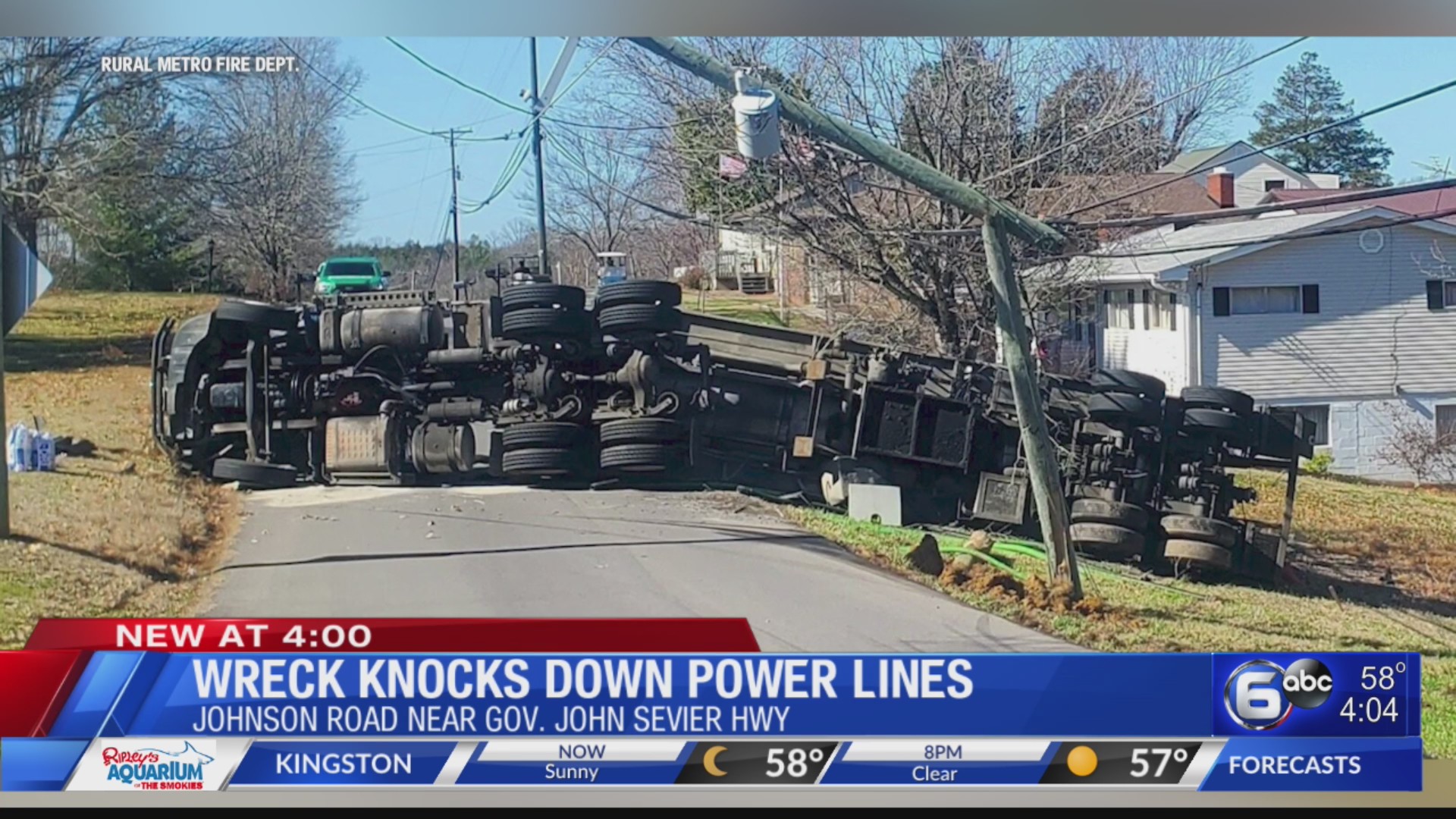 Wreck knocks down power lines on Johnson Road – WATE 6 On Your Side