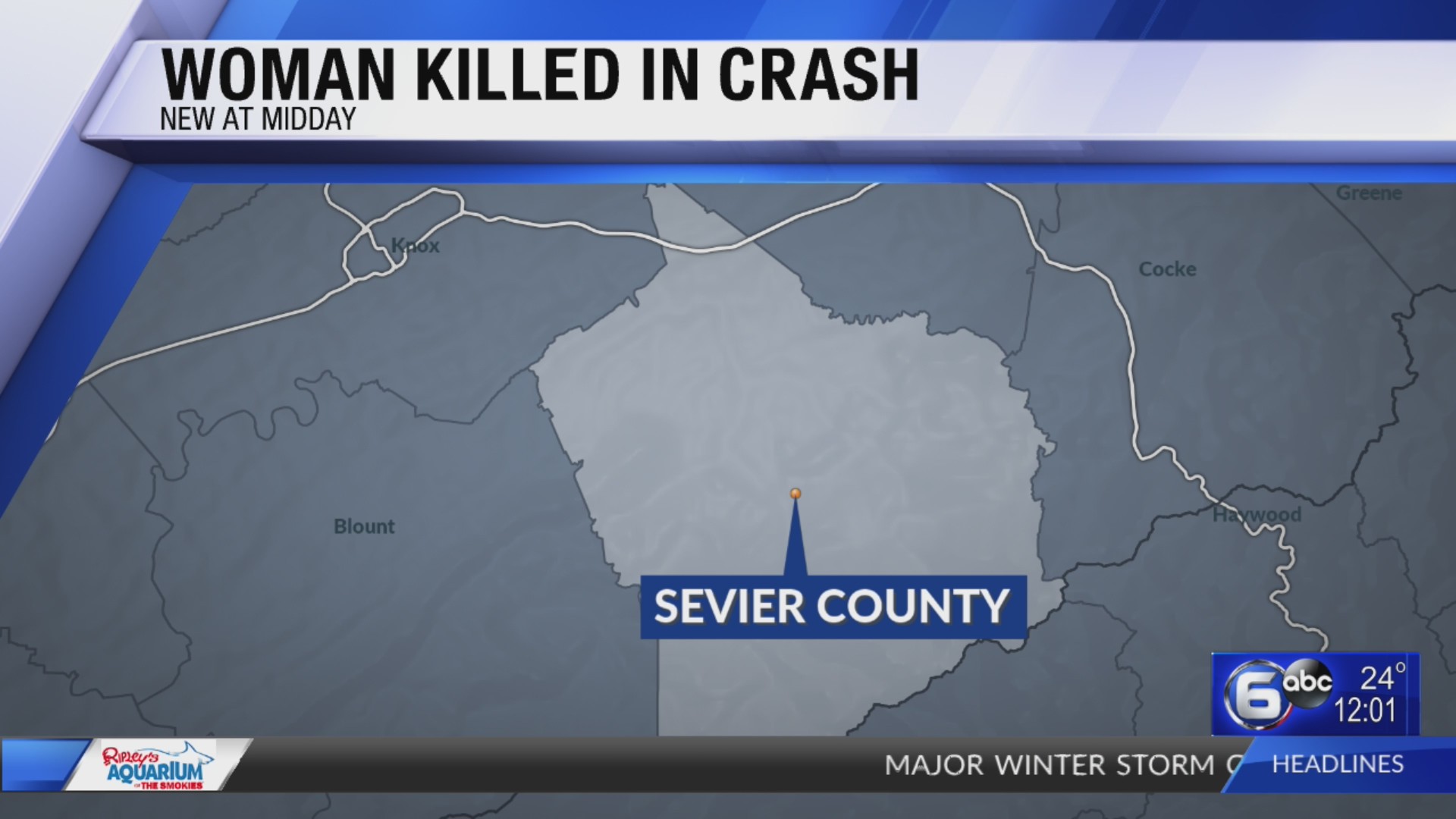 Woman killed in crash in Sevier County – WATE 6 On Your Side
