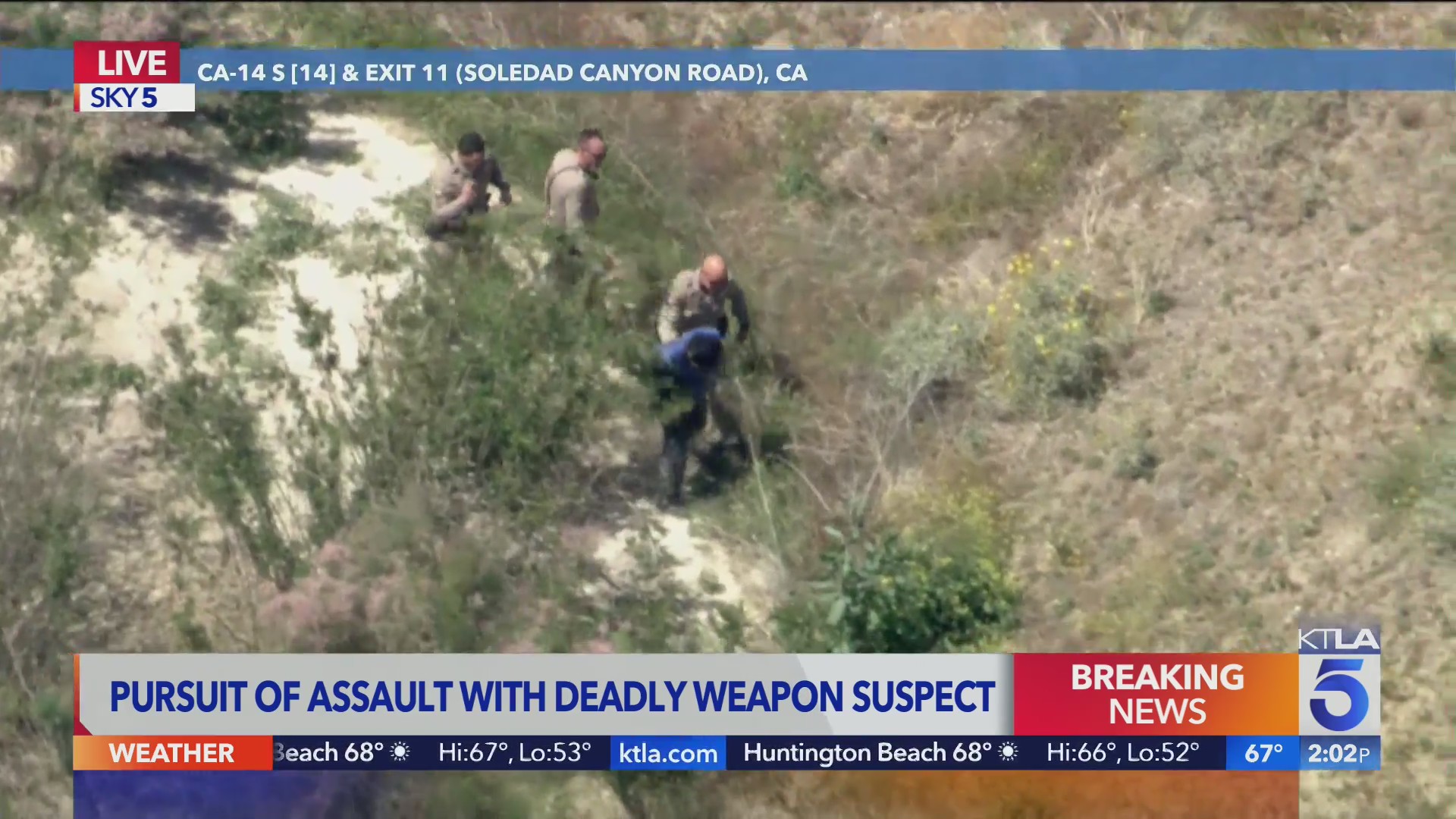 Driver in custody after pursuit of assault with deadly weapon suspect ...
