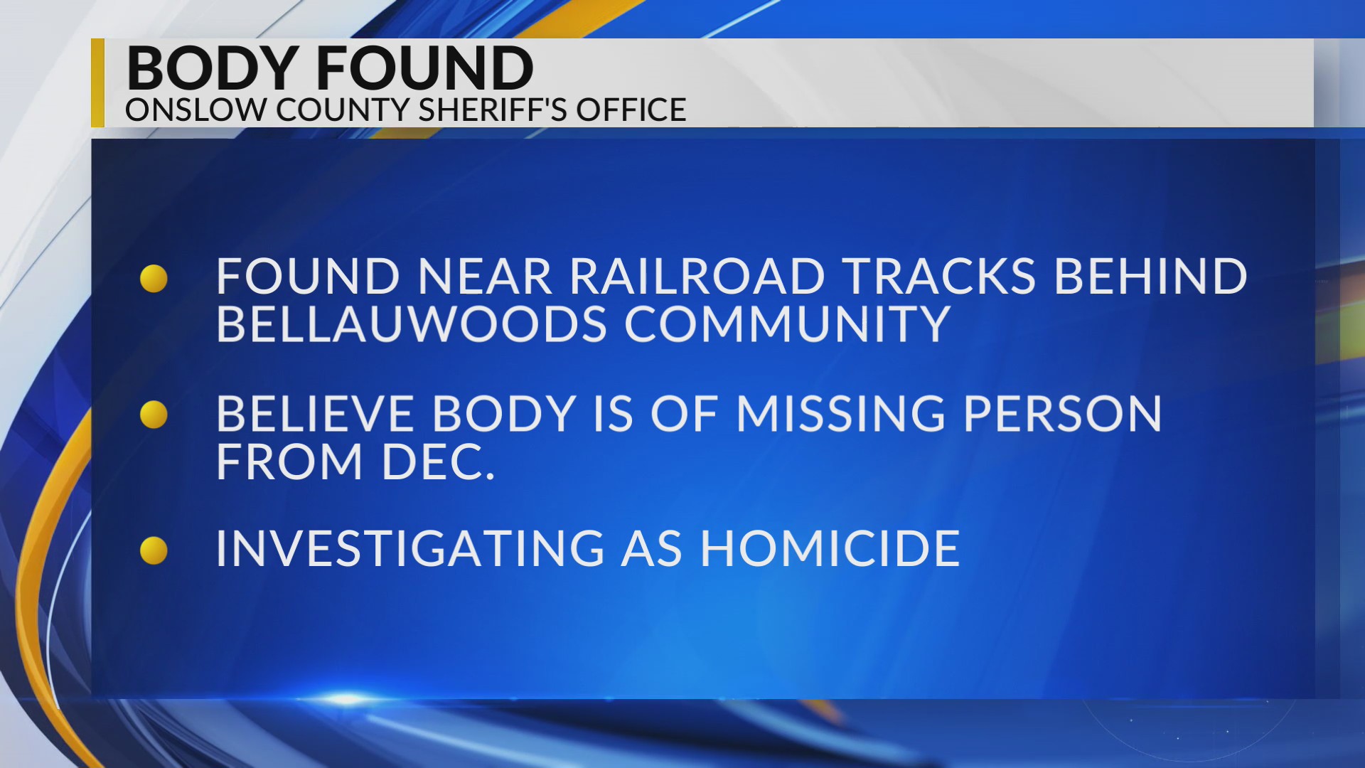 Onslow County deputies find body of possible missing person in woods – WNCT