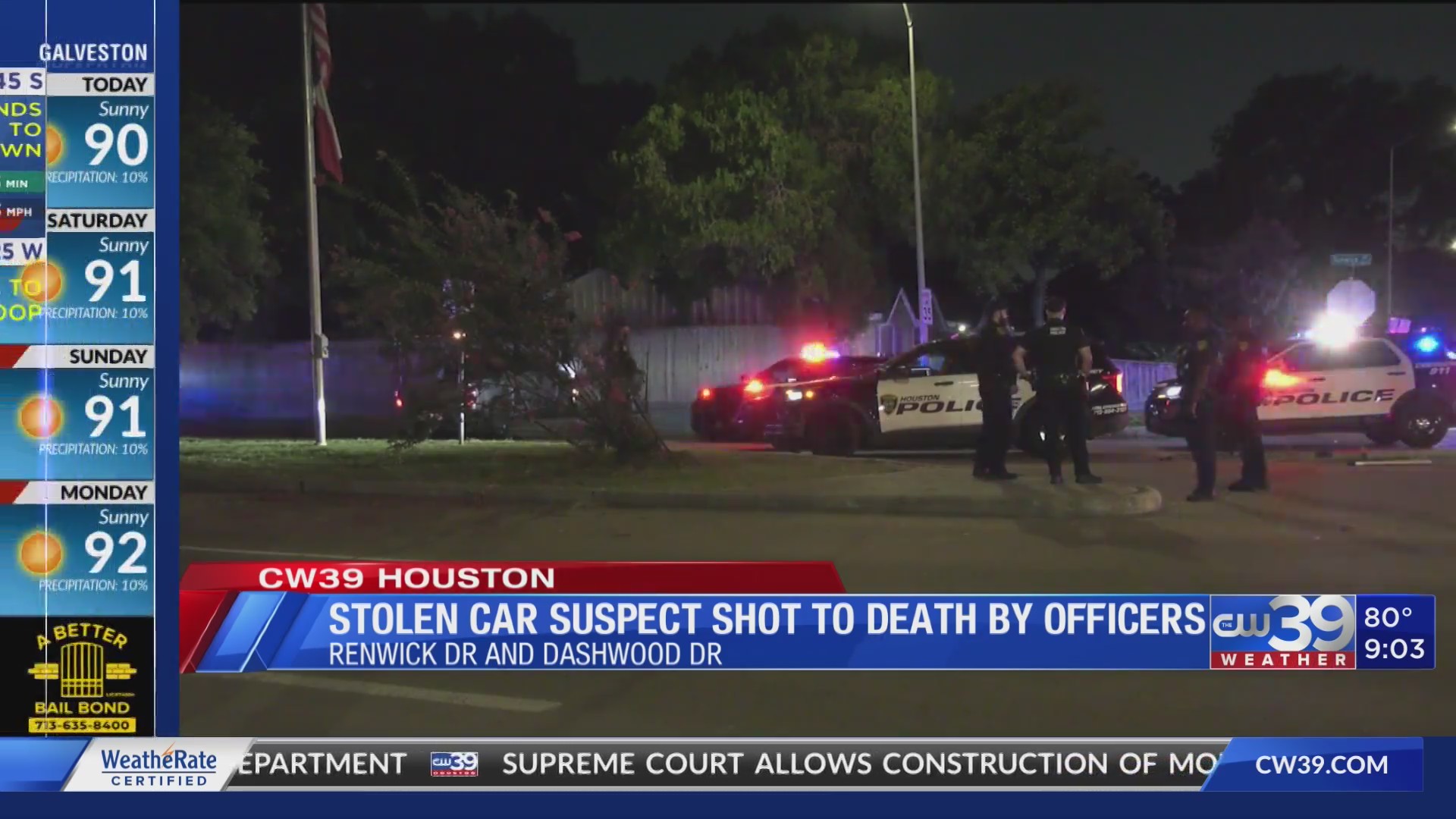 Stolen car suspect shot to death by HPD officers – CW39 Houston