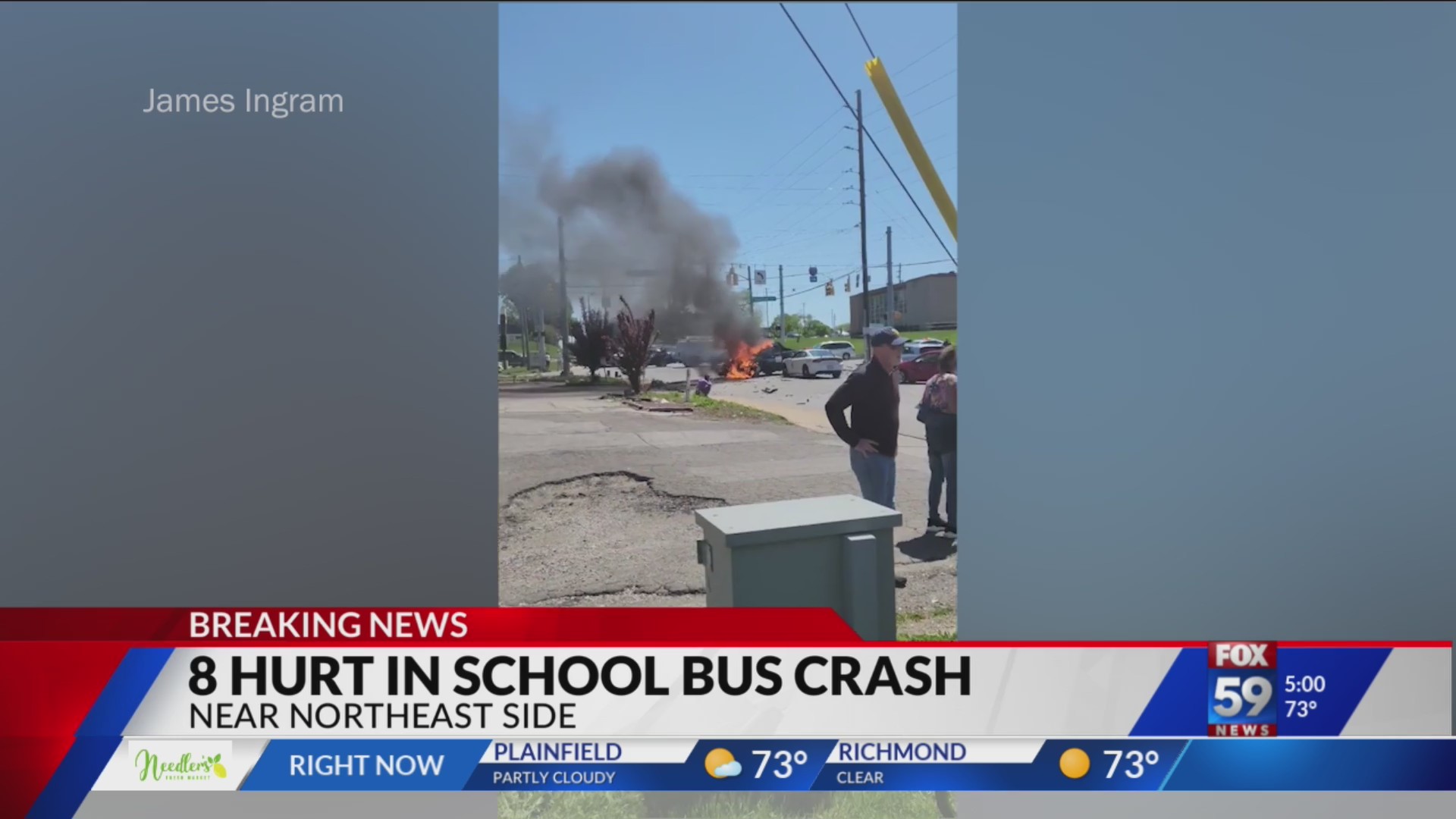 8 hurt after crash involving school bus – Fox 59