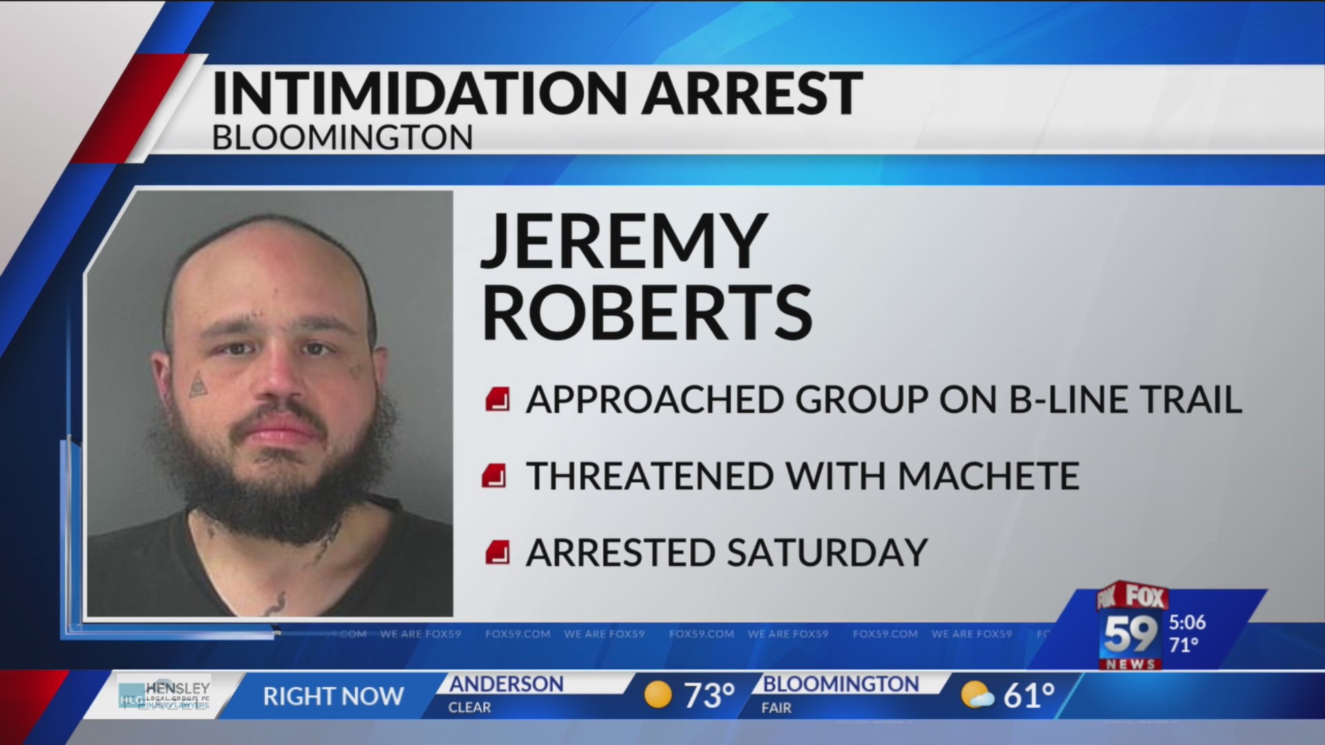 Court docs: Bloomington man threatened walkers with machete – Fox 59