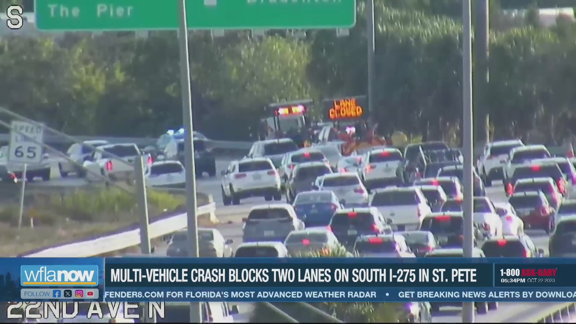 Multi-vehicle crash blocks 2 lanes on I-275 south in St. Petersburg – WFLA