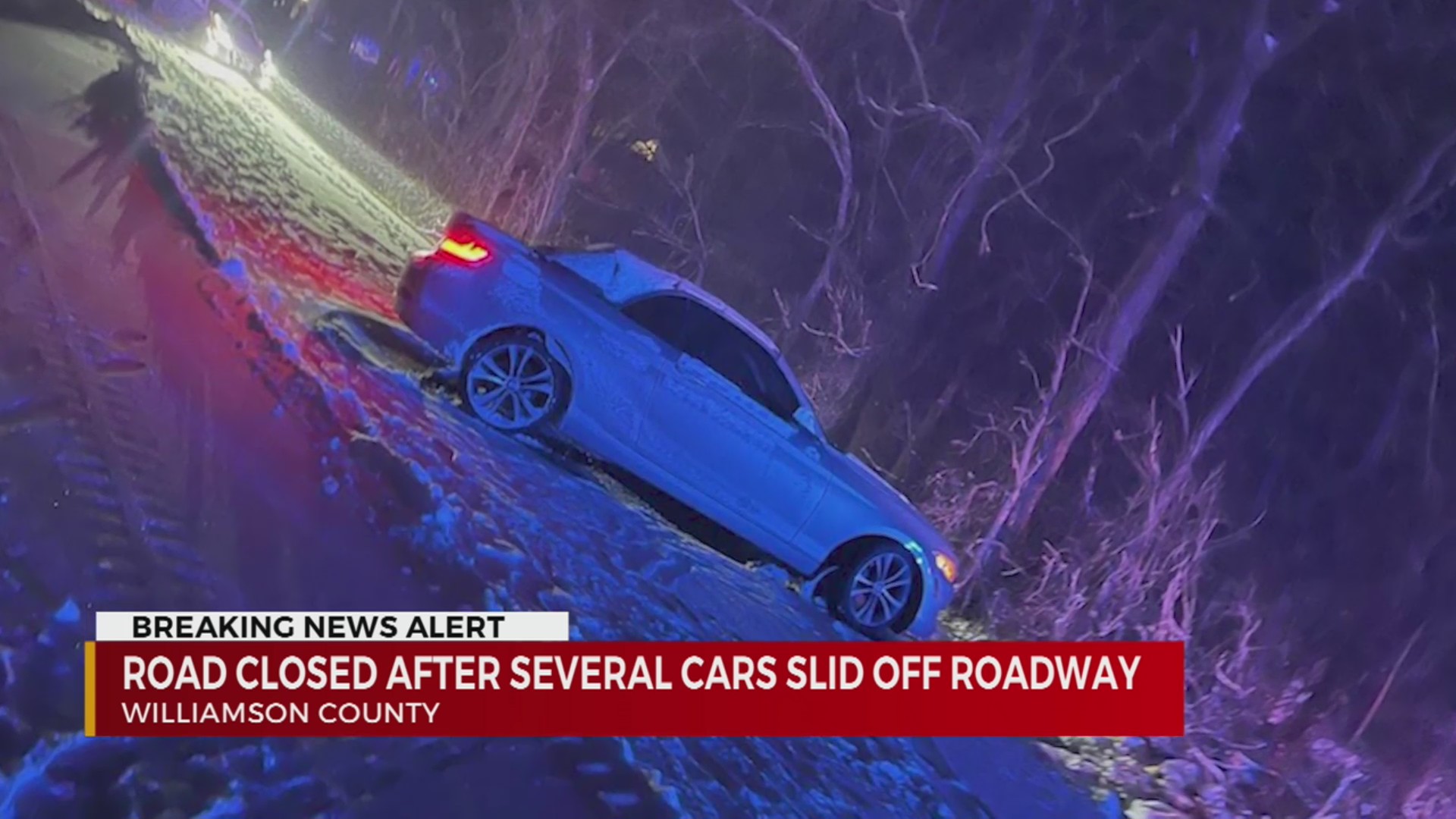 Road closed in Williamson County after cars slide off roadway – WKRN News 2
