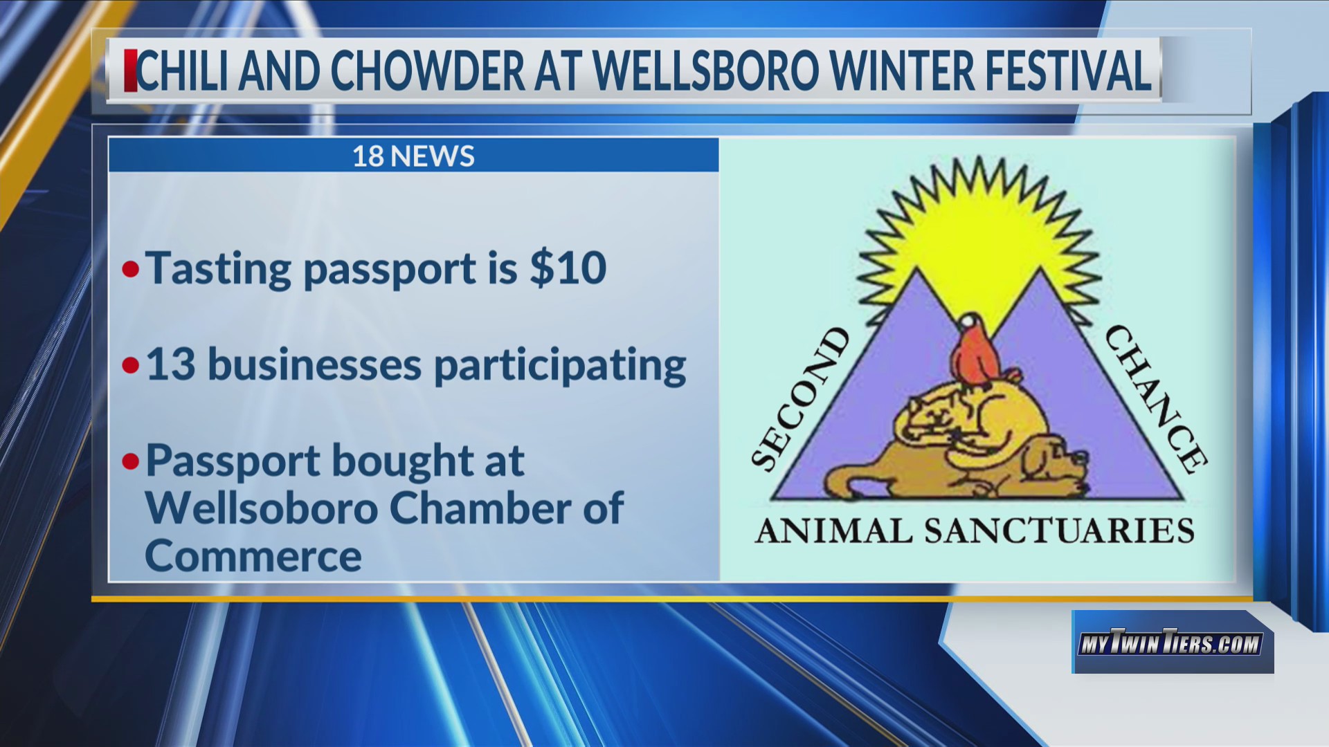 Second Chance Animal Sanctuaries to hold Wellsboro chili and chowder