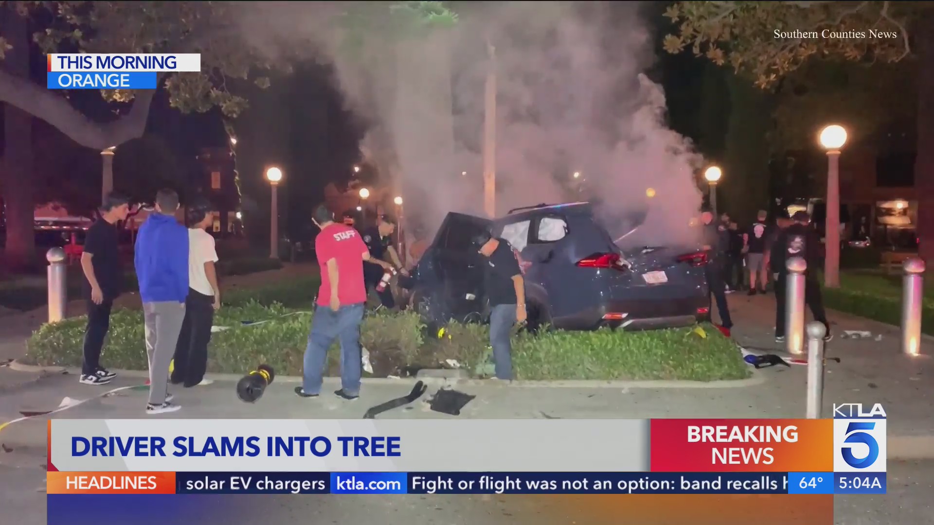 Driver in critical condition after slamming into tree in Orange – KTLA