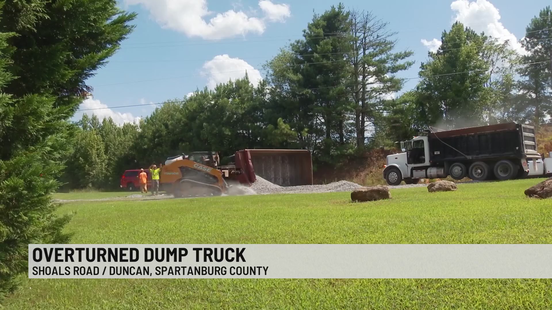 Overturned dump truck closes Spartanburg Co. road – WSPA 7NEWS