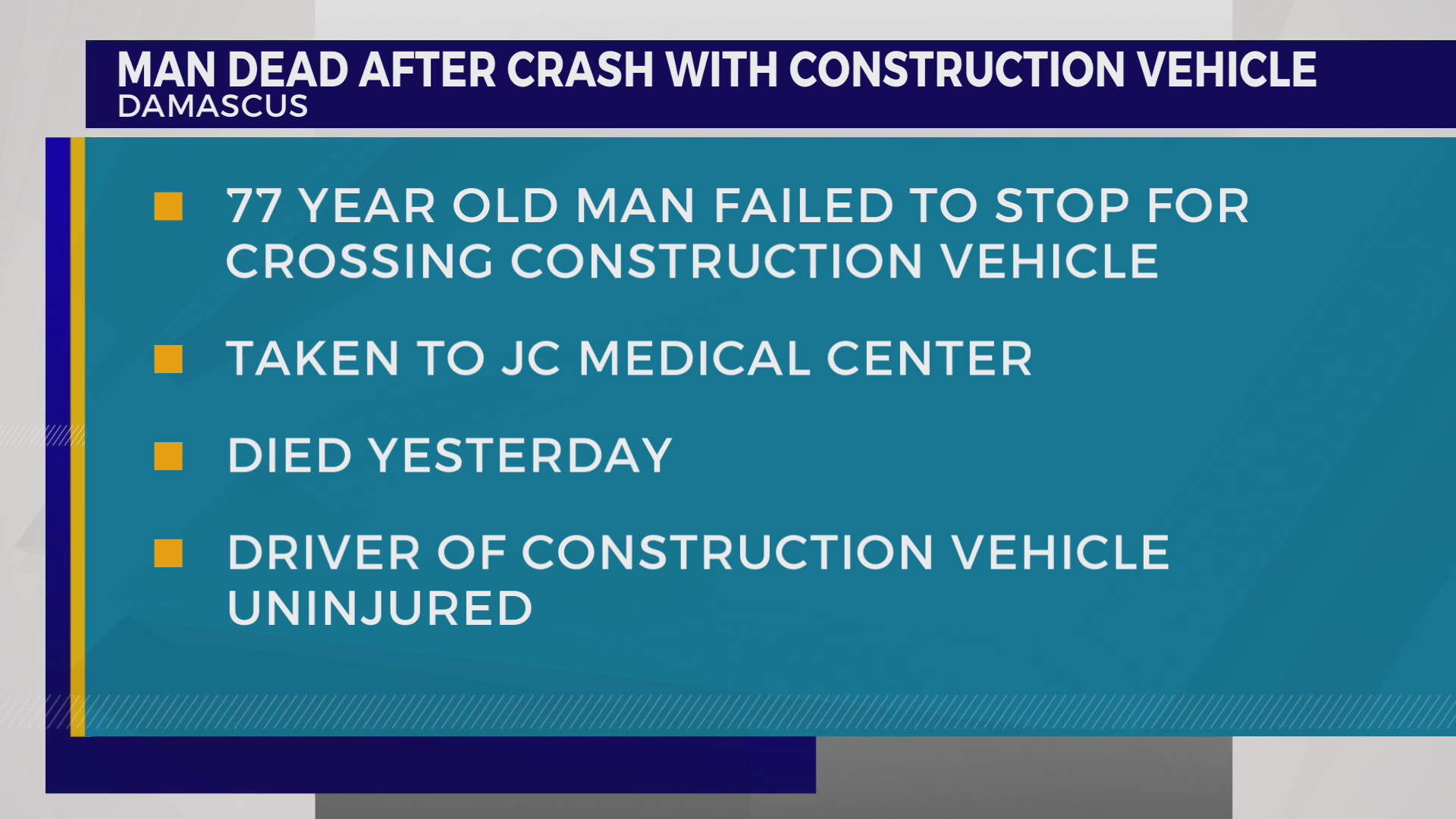 VSP Damascus man dead after crash involving construction vehicle