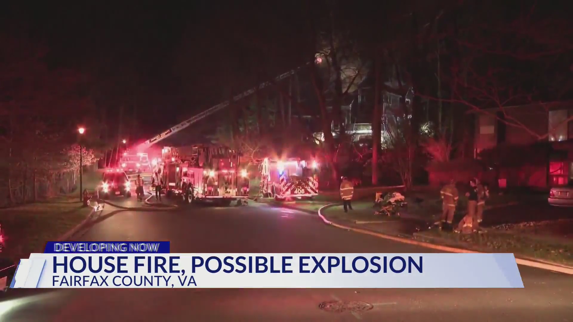 Crews battle house fire after reports of explosion in Fairfax County ...