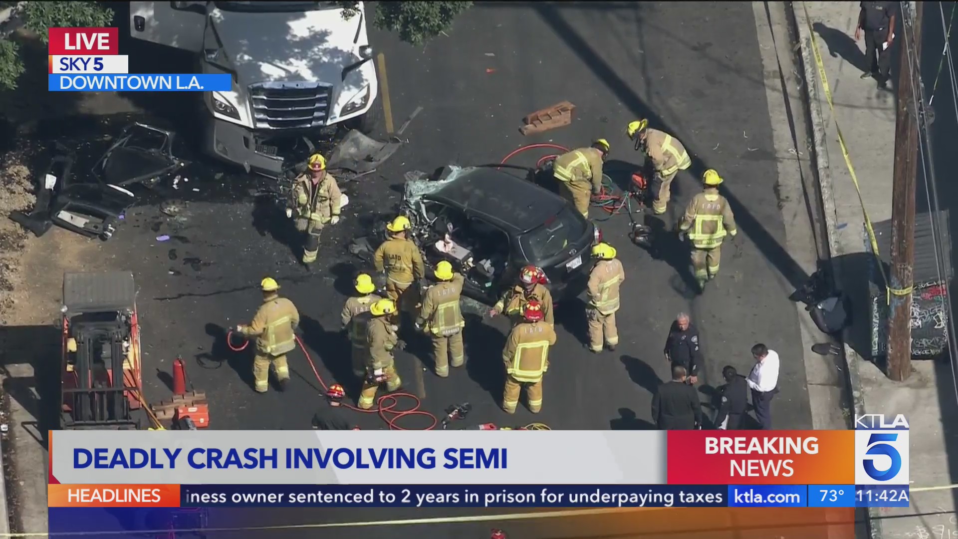 Driver killed in crash involving big rig – KTLA