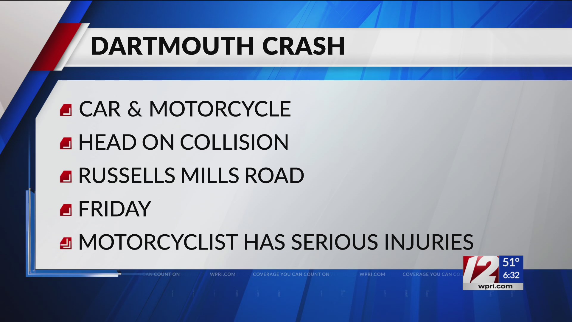 Man seriously injured in motorcycle crash in Dartmouth – WPRI.com