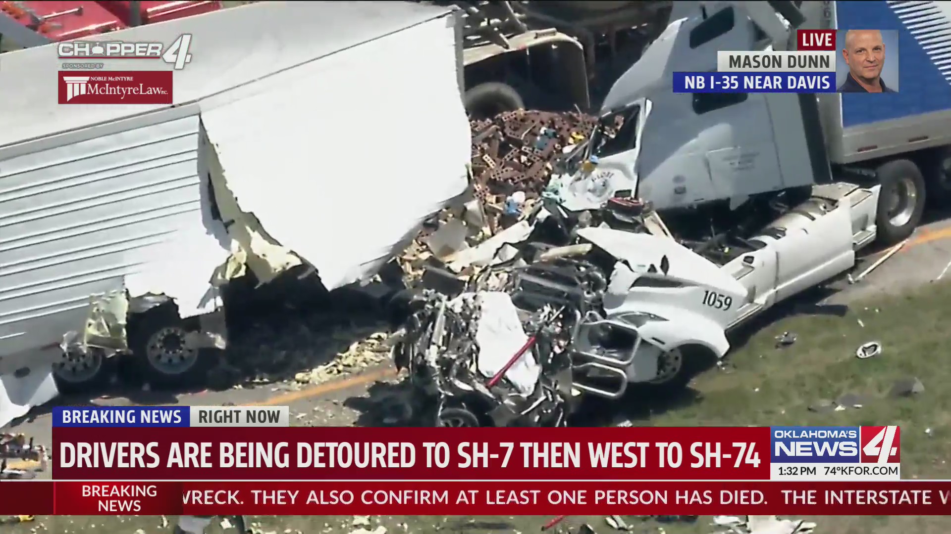 Five semi trucks involved in deadly crash – KFOR.com Oklahoma City