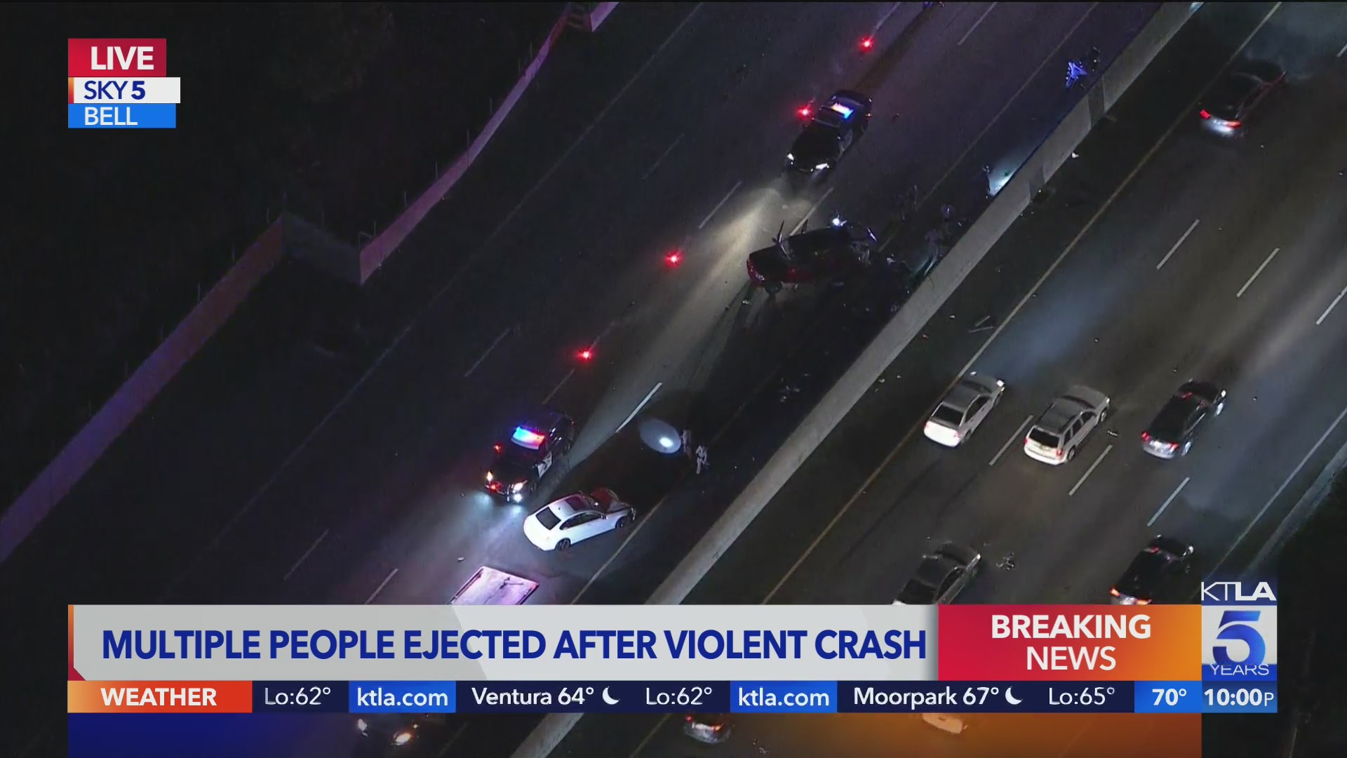 Multiple people ejected in crash that shut down 710 Freeway in Bell – KTLA