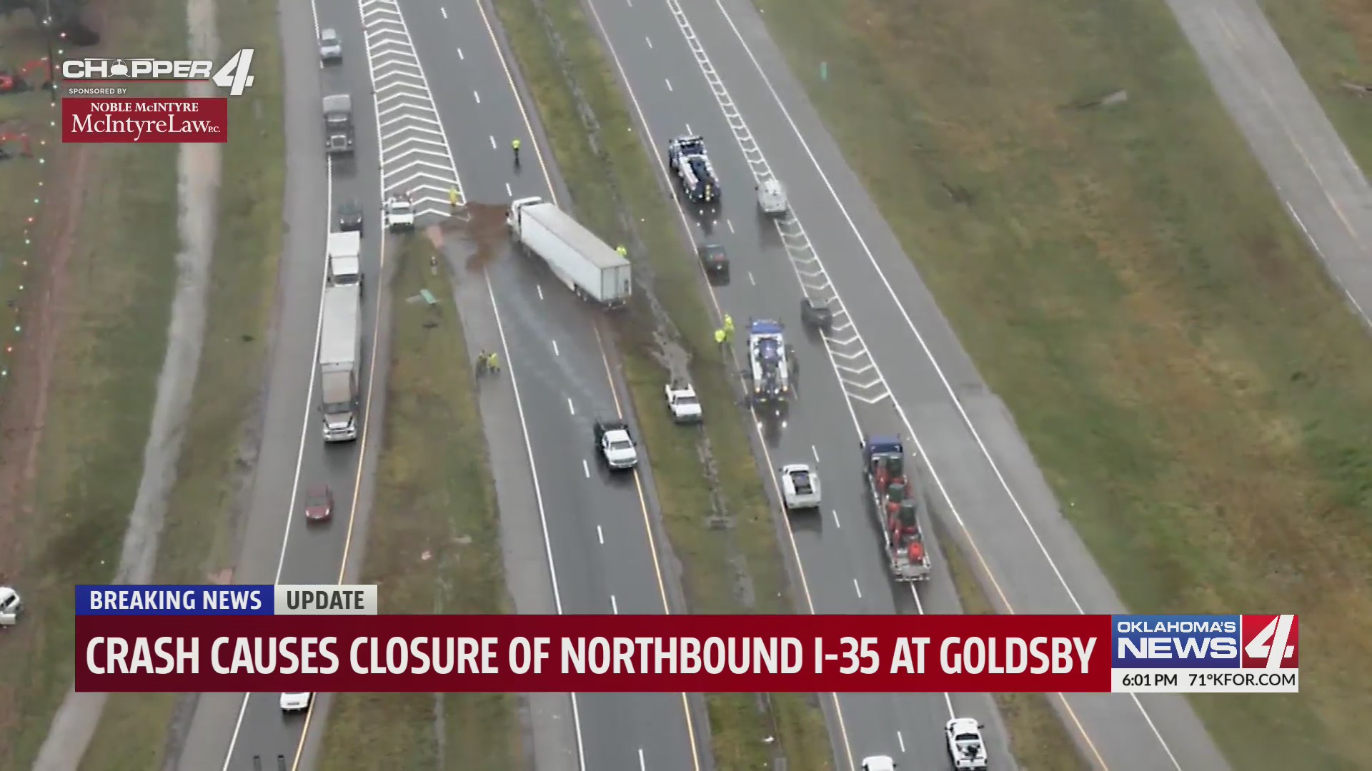 Crash causes closure of northbound I-35 at Goldsby – KFOR.com Oklahoma City