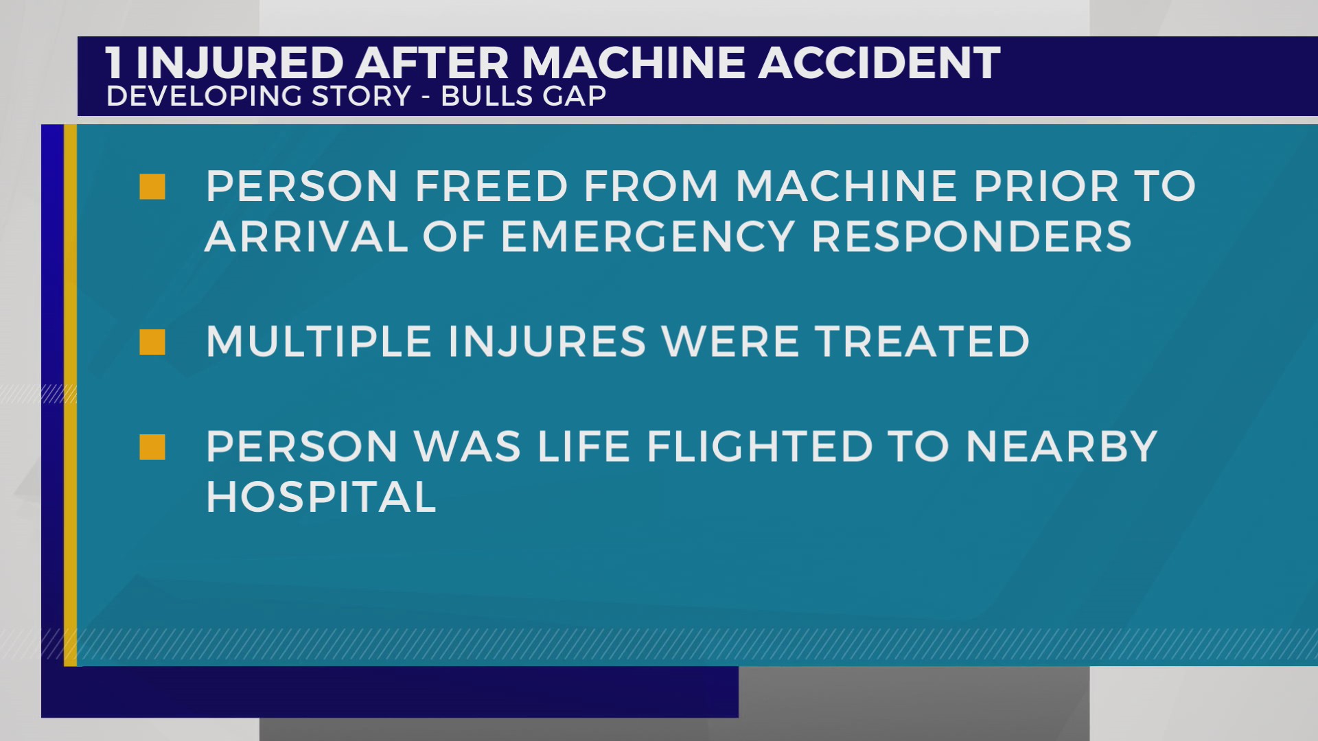 1 injured in machine accident at Bulls Gap manufacturing facility