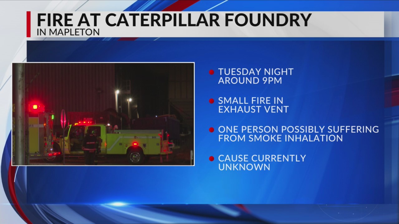 Multiple agencies respond to fire at Caterpillar facility in Mapleton