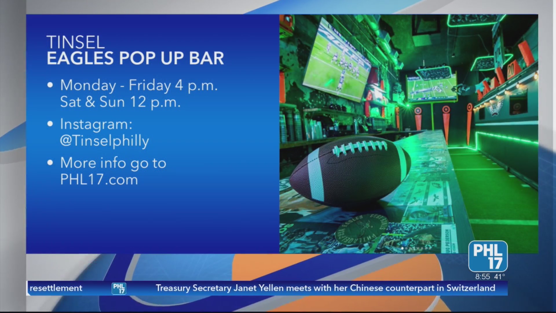 Tinsel takes flight as a reimagined Eagles Popup bar