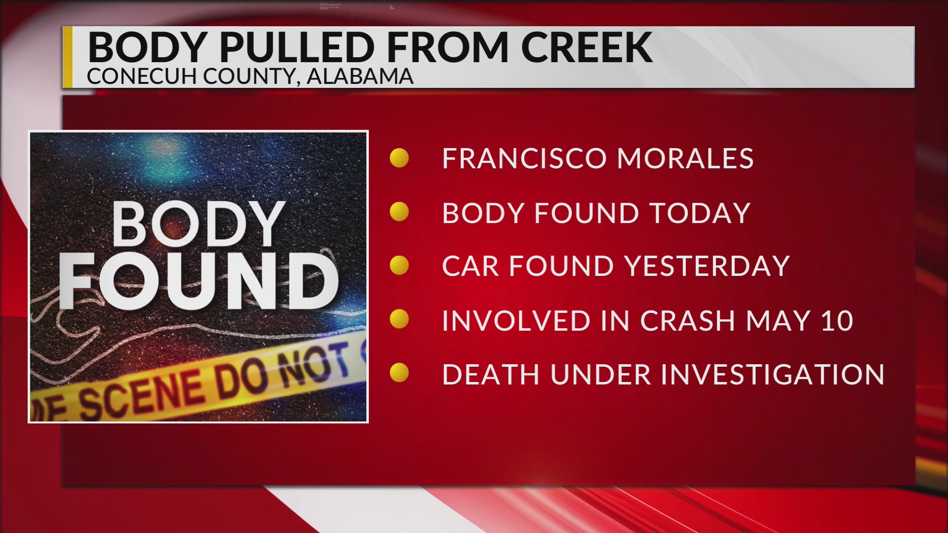 Florida man found in Alabama creek 8 days after being reported missing