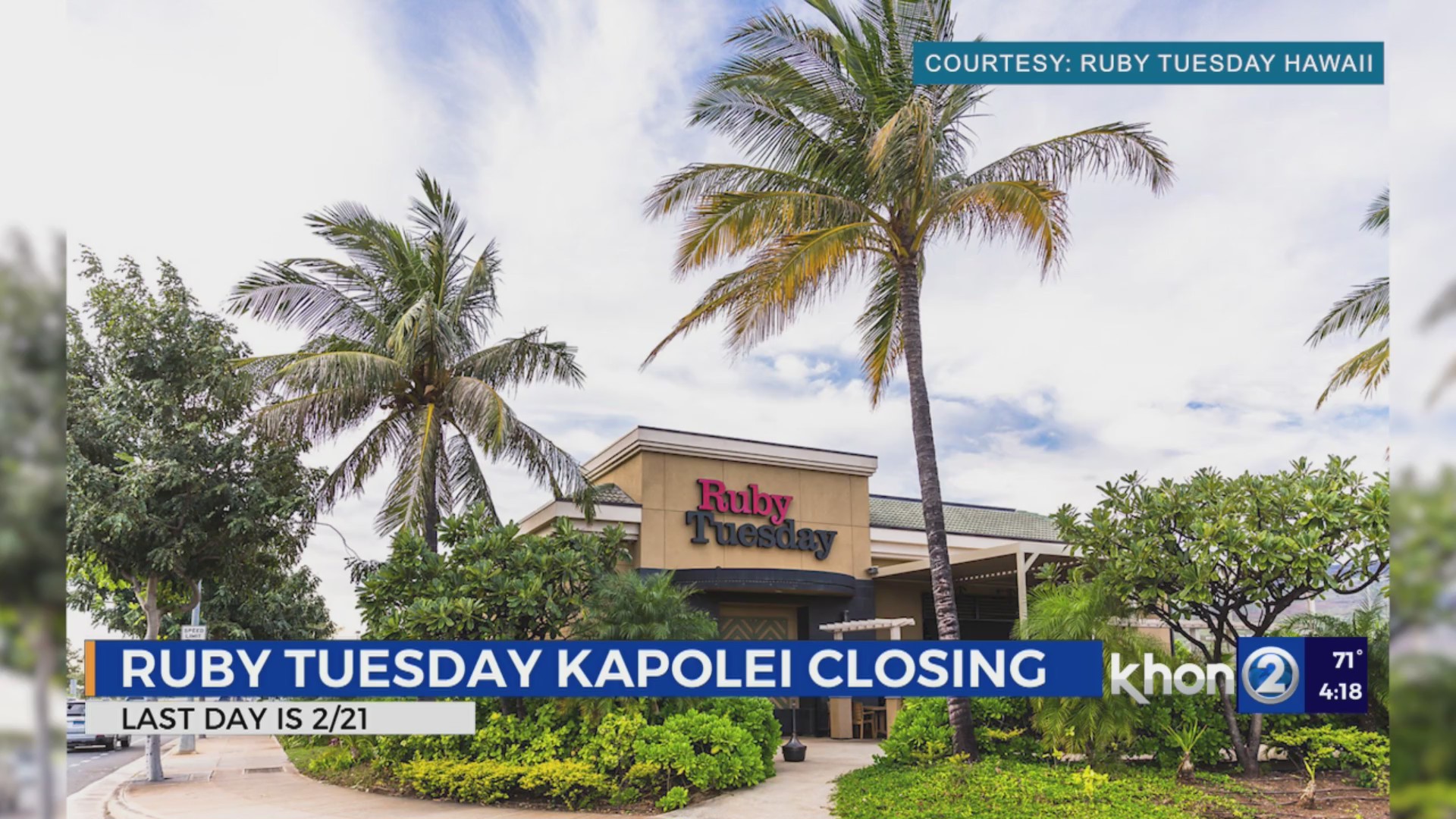 Ruby Tuesday in Kapolei, Outback Steakhouse Hawaii Kai closing KHON2