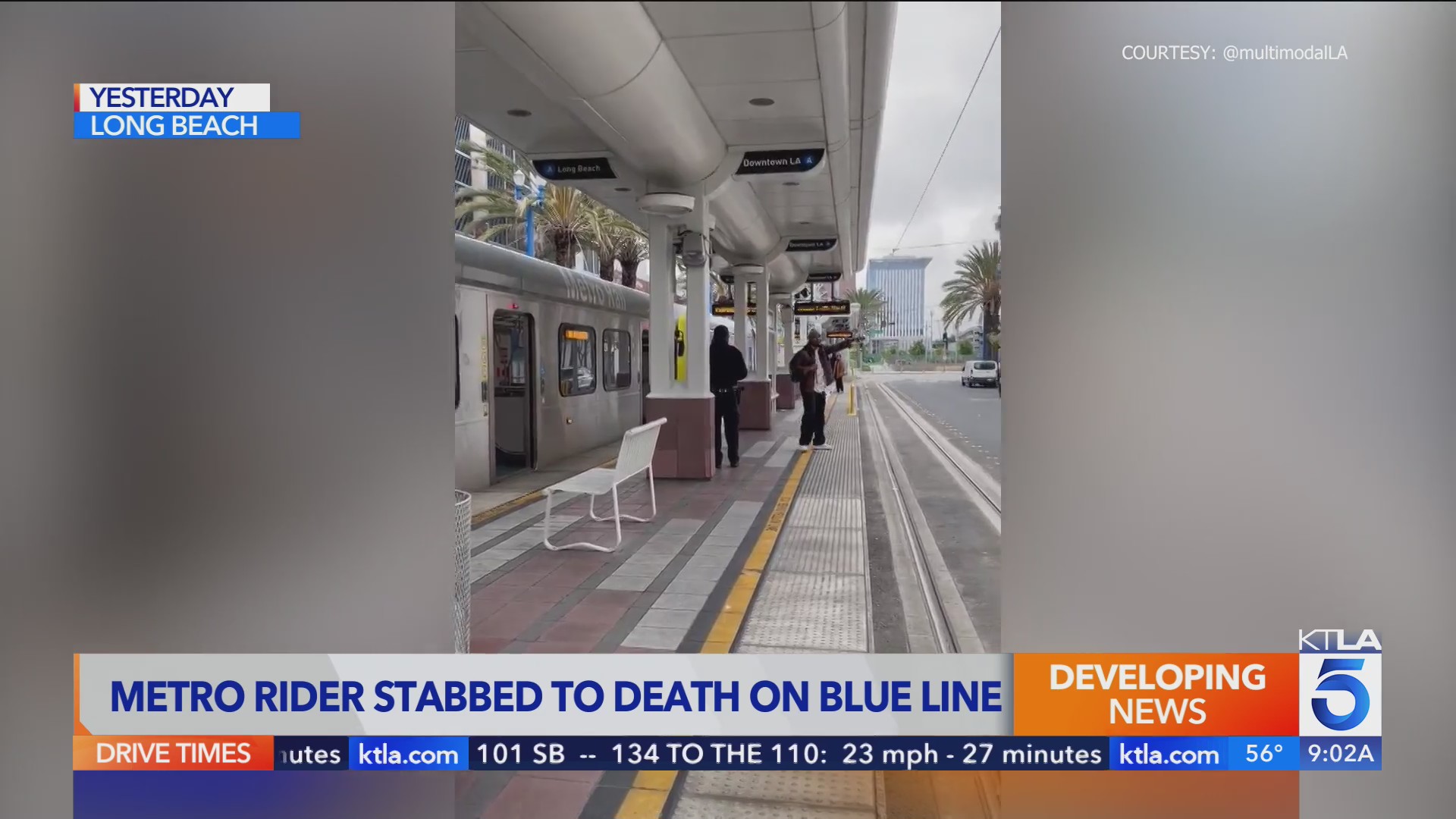 Man found stabbed to death on Long Beach train, suspect at large – KTLA