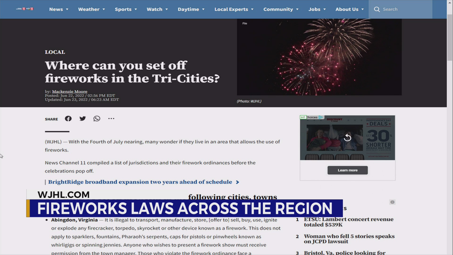 Where can you set off fireworks in the TriCities? WJHL TriCities