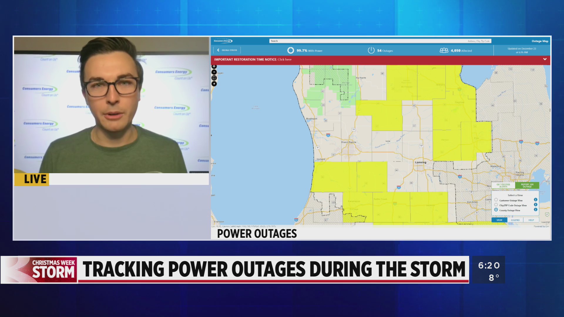 Tracking power outages during winter storm