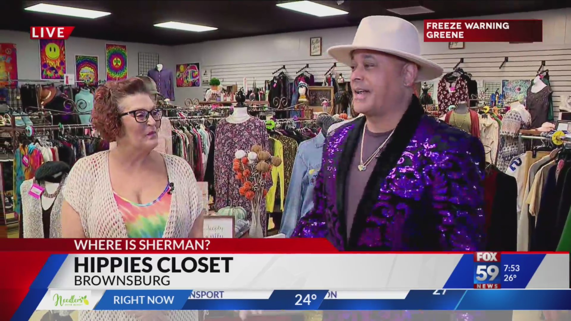 Where is Sherman? Hippies Closet Fox 59