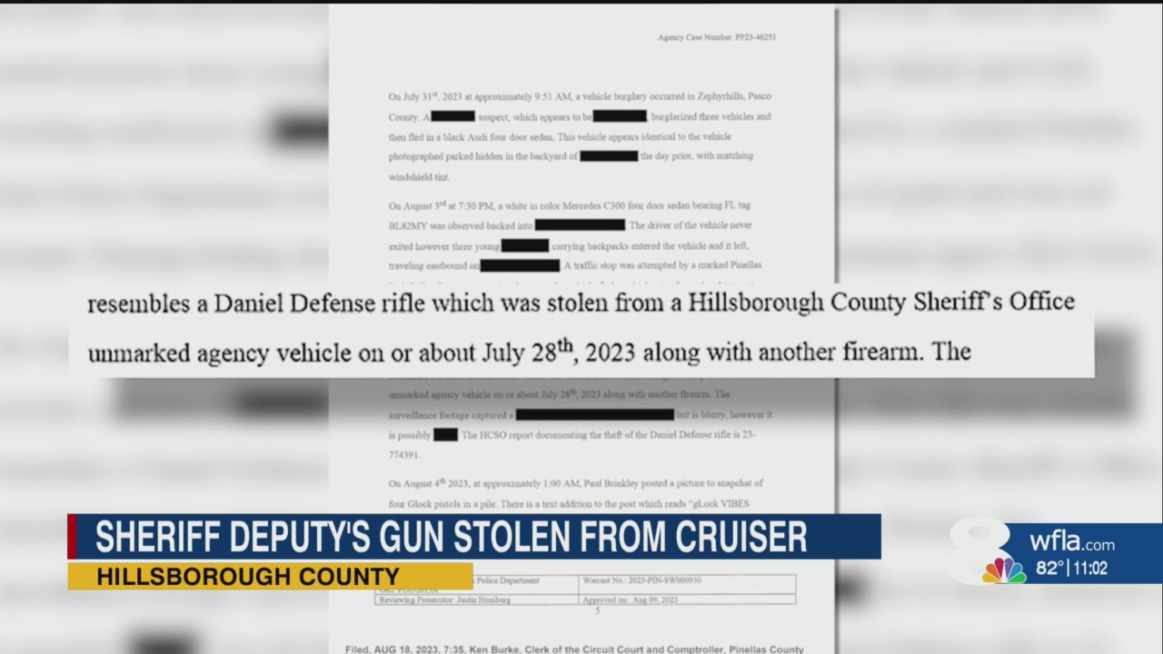 Hillsborough County sheriff deputy’s gun stolen from cruiser – WFLA