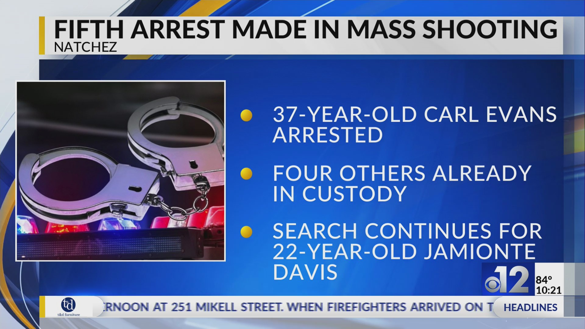 Fifth man arrested for Natchez mass shooting WJTV