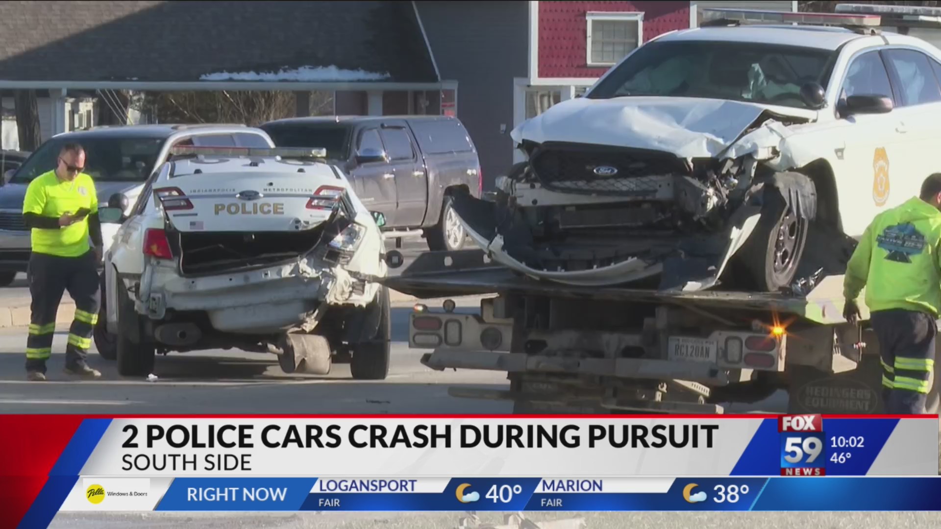 2 officers injured after police chase ends in crash on south side – Fox 59