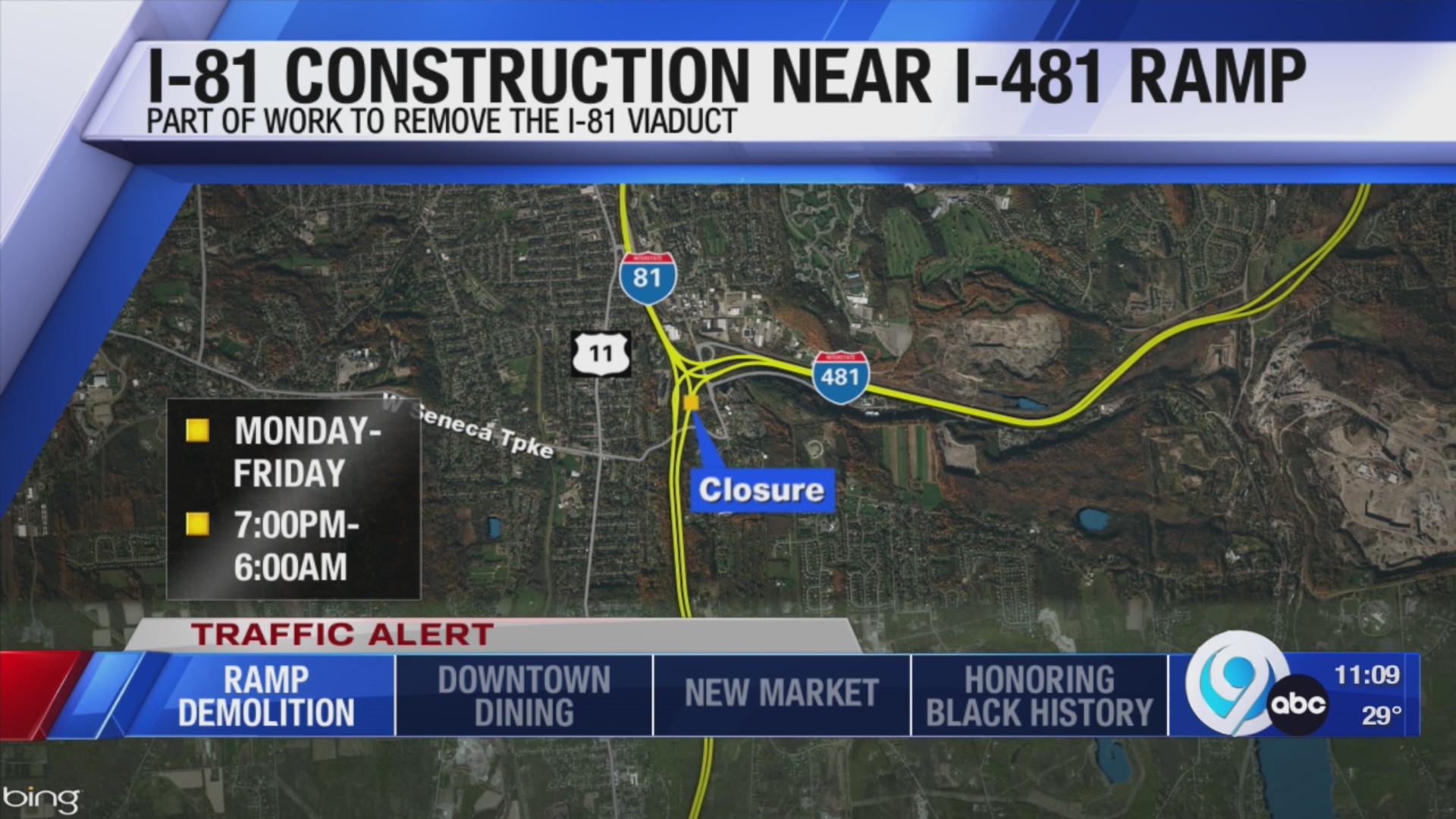 Closures on I-81 North set to start for viaduct project work – WSYR