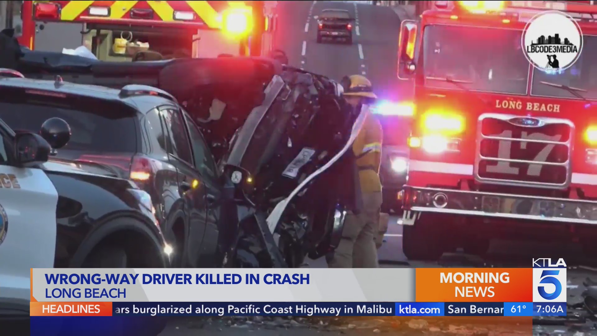 1 dead, 6 injured in wrong-way crash in Long Beach – KTLA