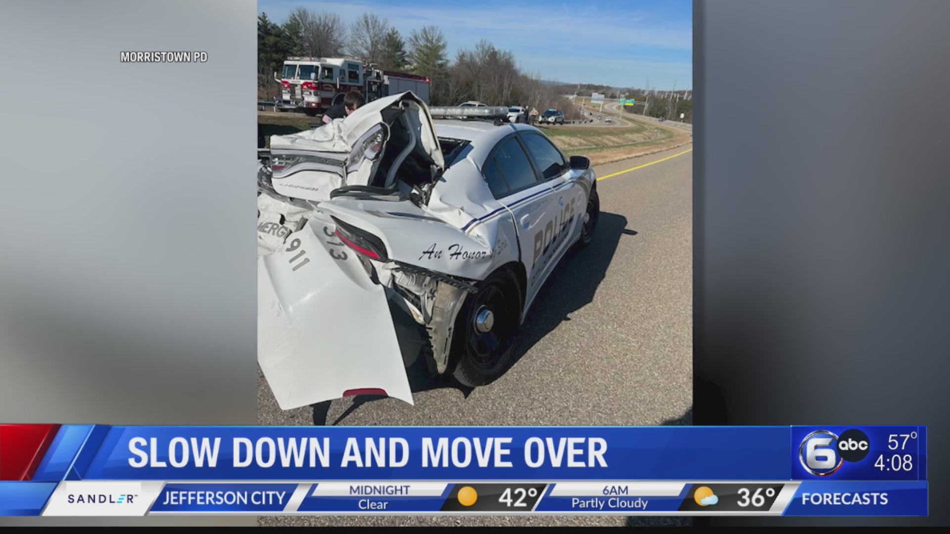 “Police cruiser struck while responding to crash in Morristown ” WATE
