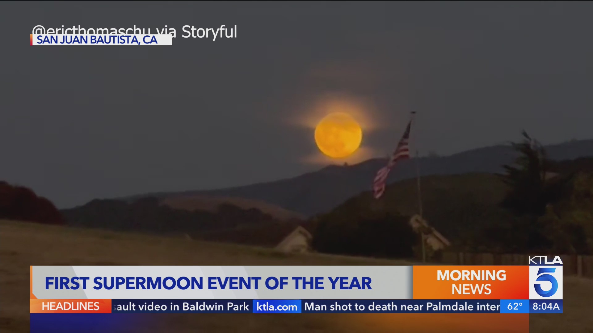 First supermoon of the year illuminates night sky – KTLA