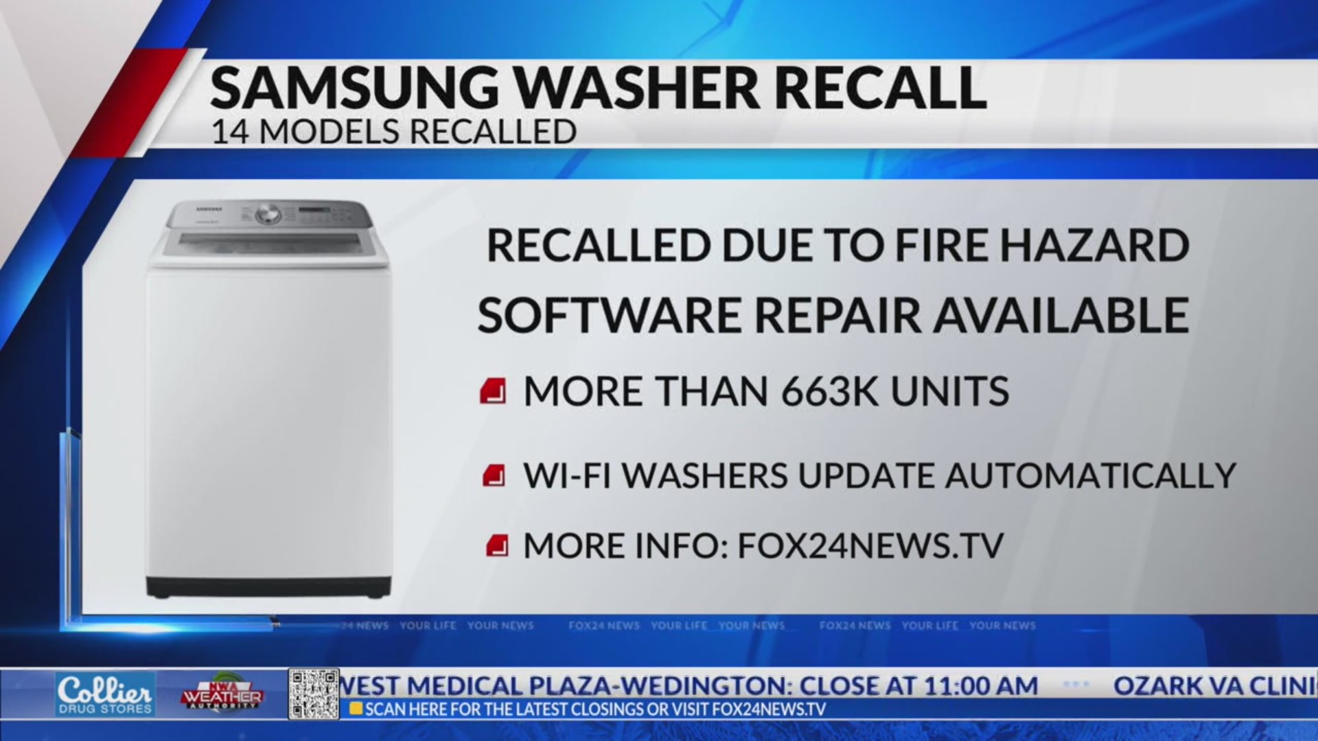 Over 600k recalls on Samsung TopLoad Washing Machines KNWA FOX24