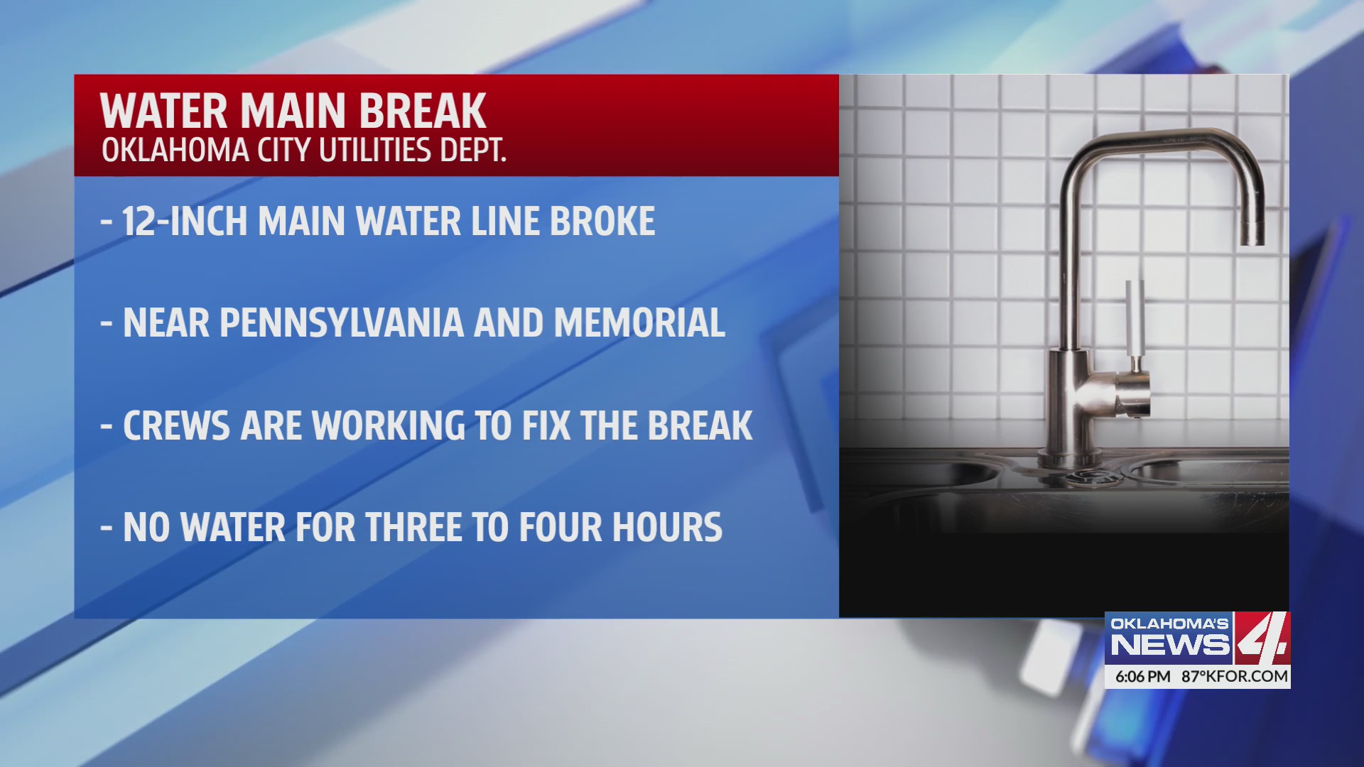 UPDATE: Crews still working to repair water main break in Oklahoma City ...