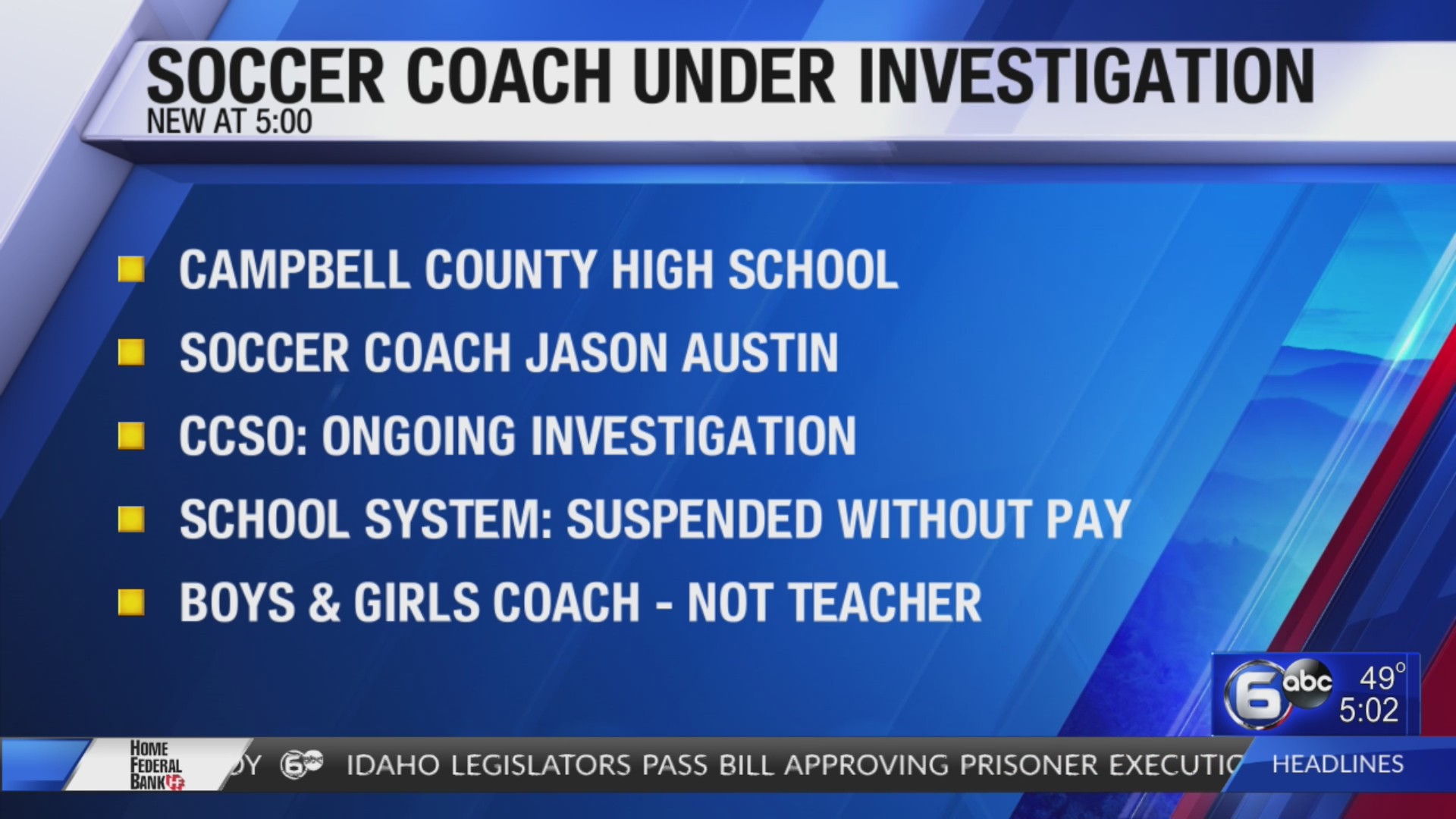 Campbell County soccer coach under investigation – WATE 6 On Your Side