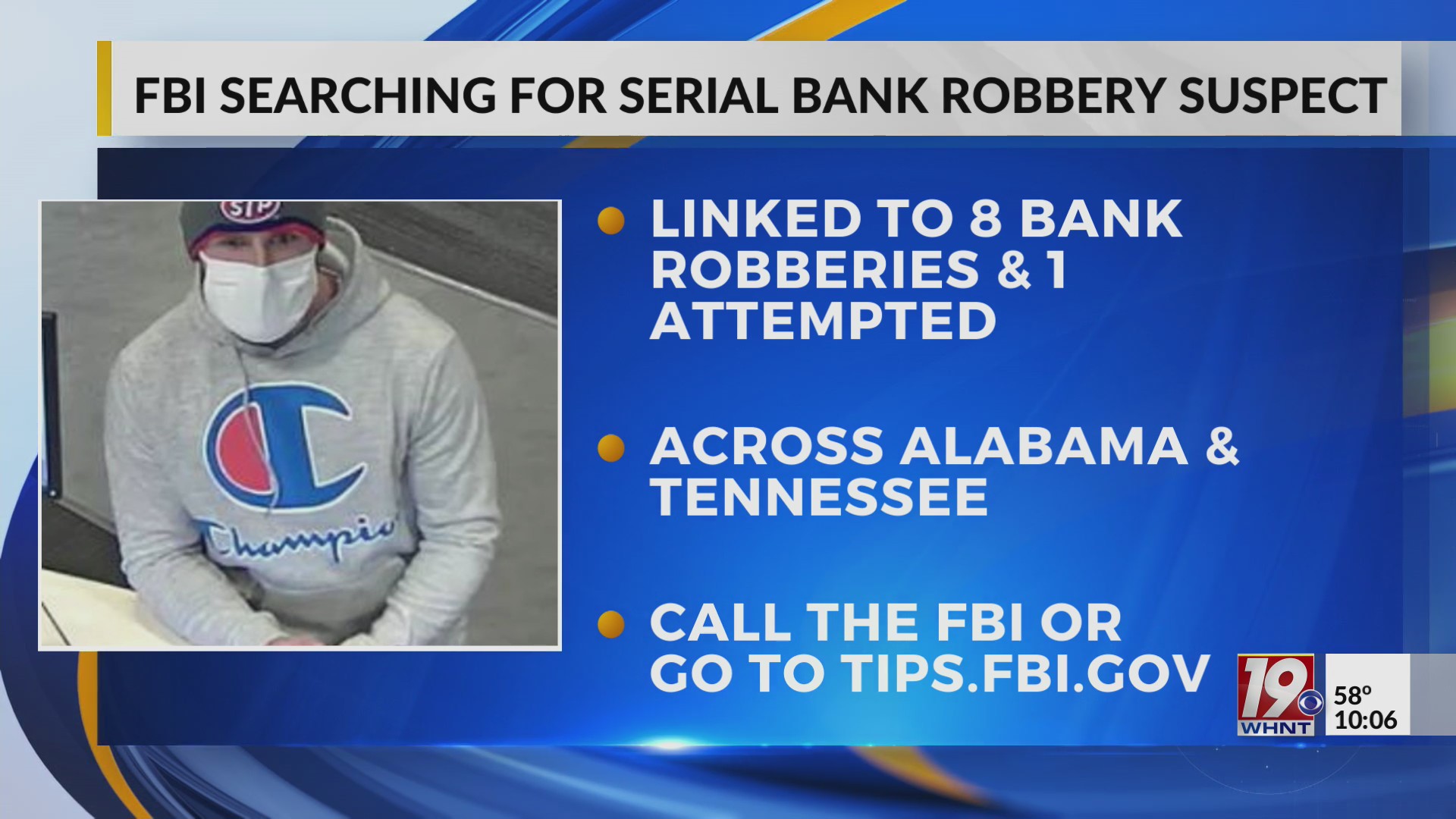 FBI Searching for Serial Bank Robbery Suspect – WHNT.com